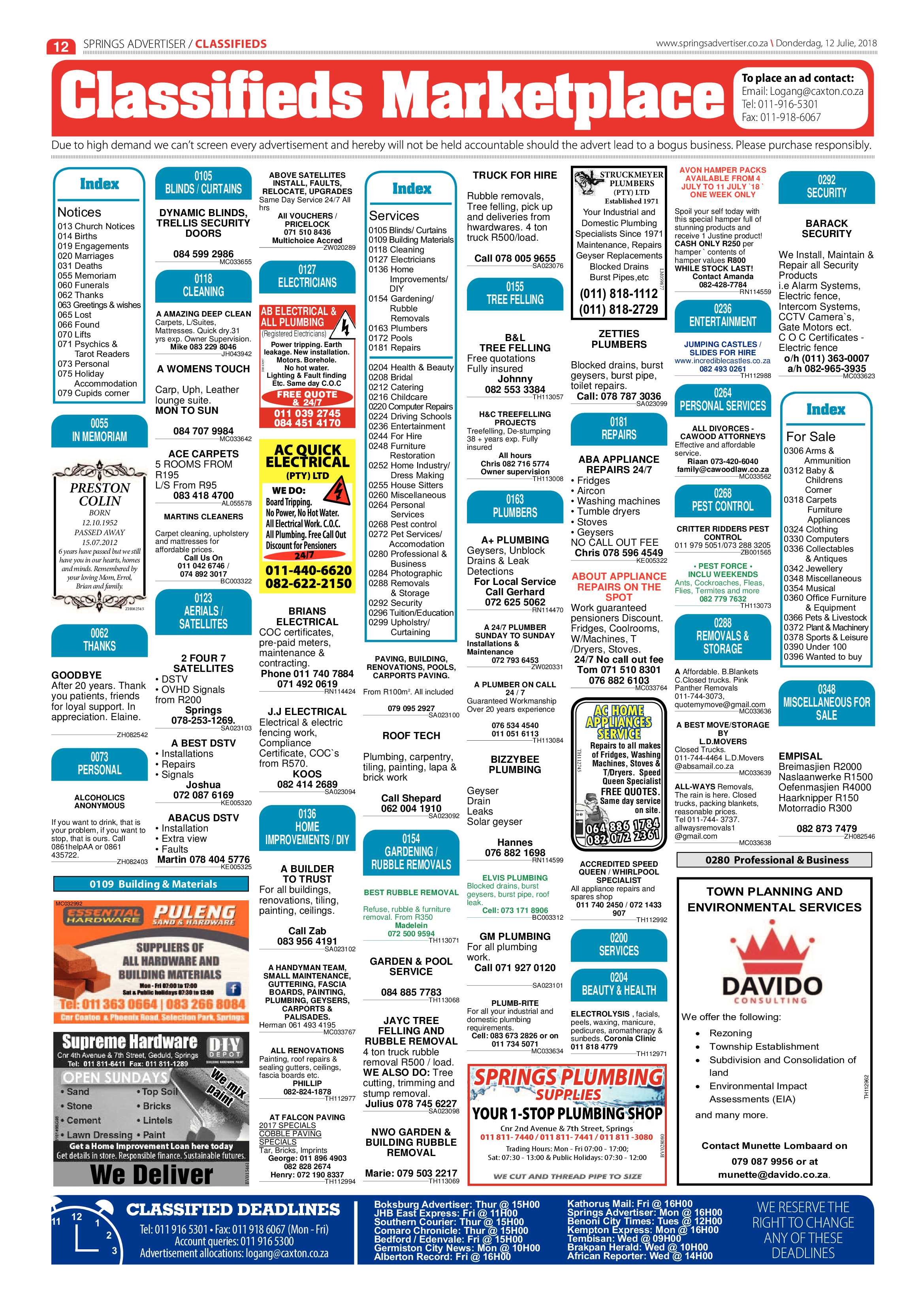 Springs Advertiser 12 July 2018 page 12