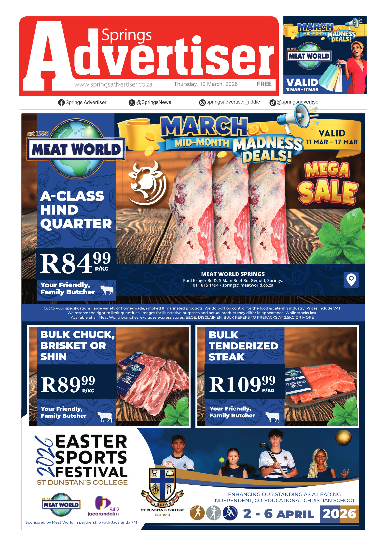 Springs Advertiser 12 March 2026 page 1