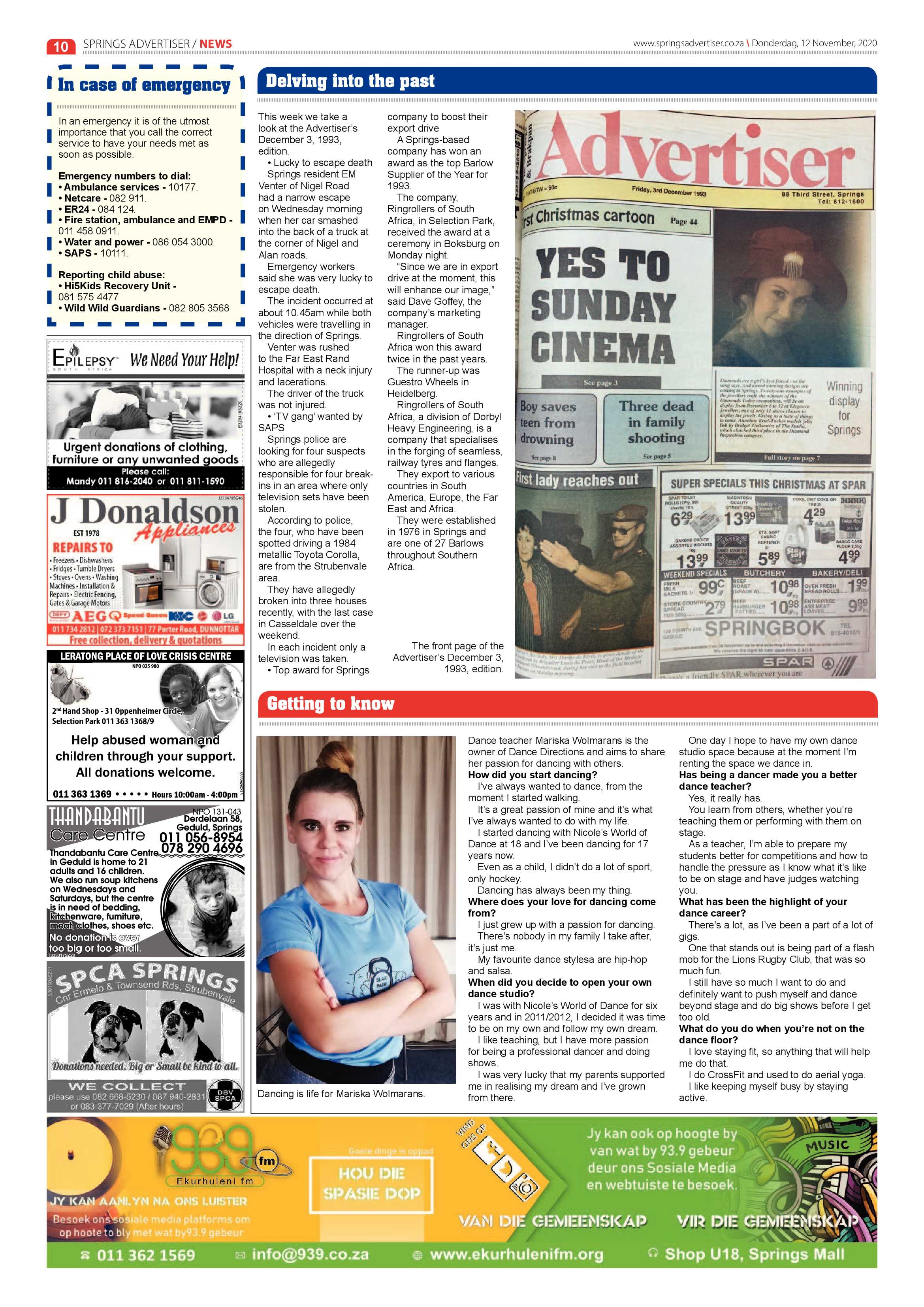 Springs Advertiser 12 November  2020 page 10