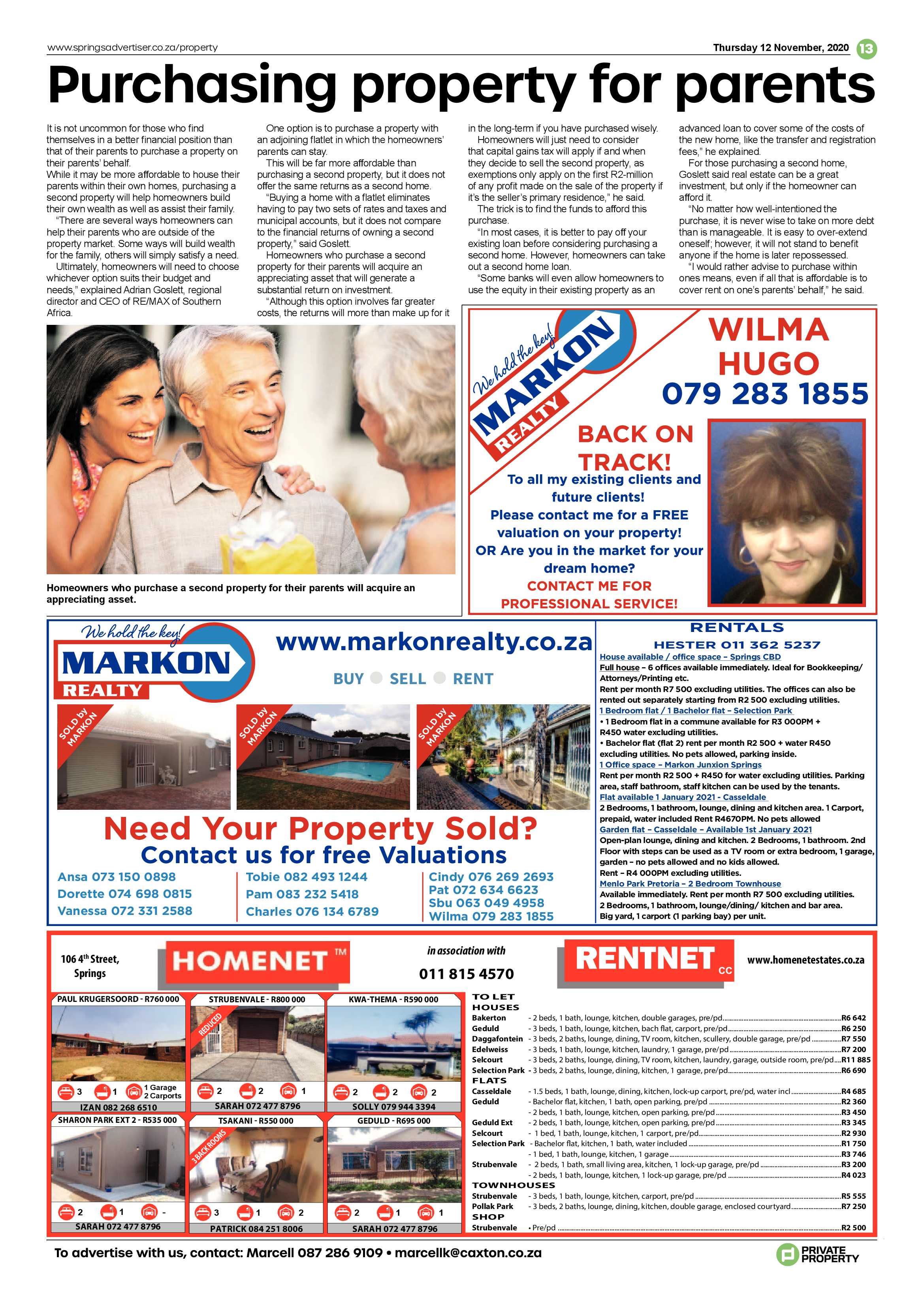 Springs Advertiser 12 November  2020 page 13