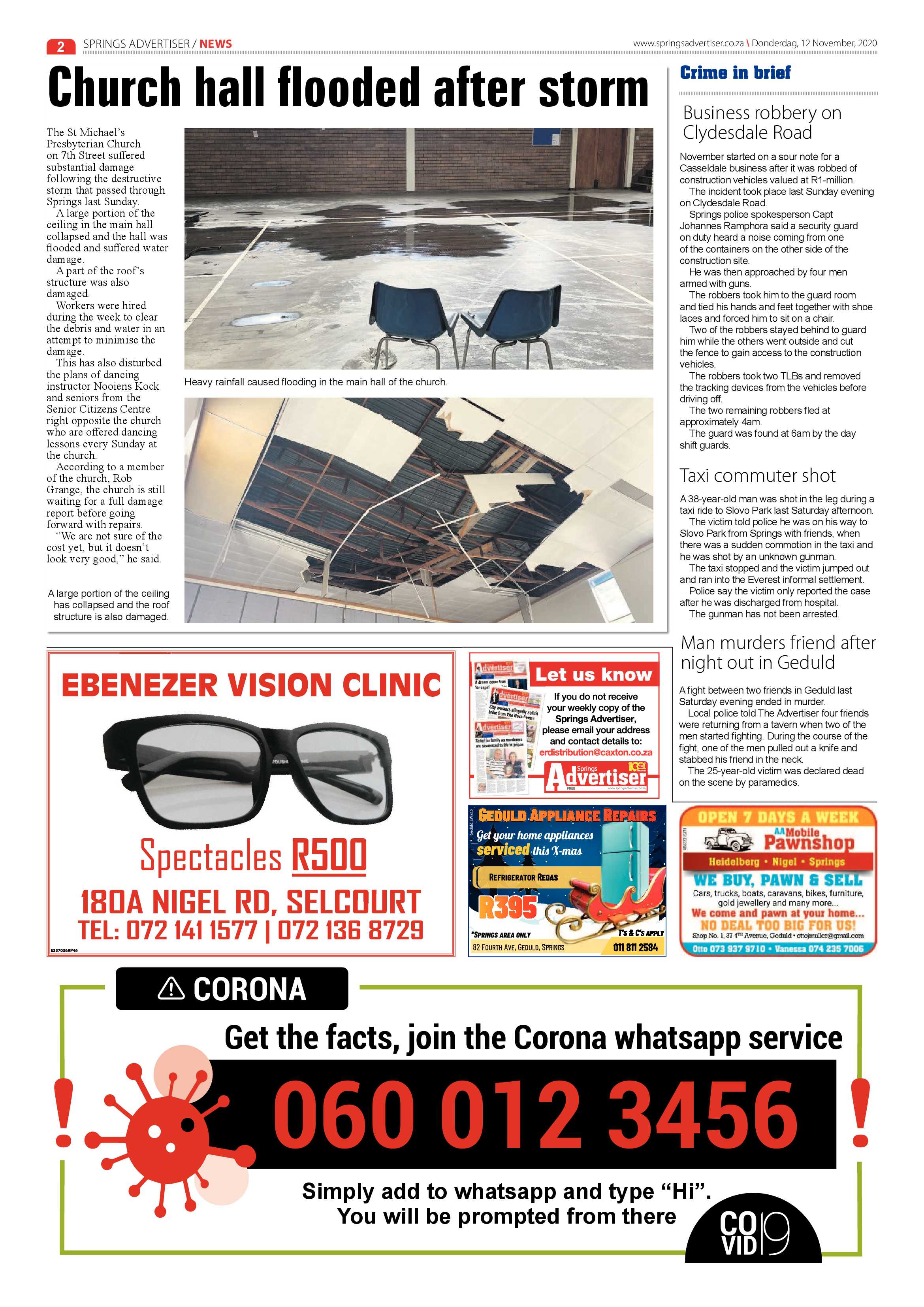 Springs Advertiser 12 November  2020 page 2