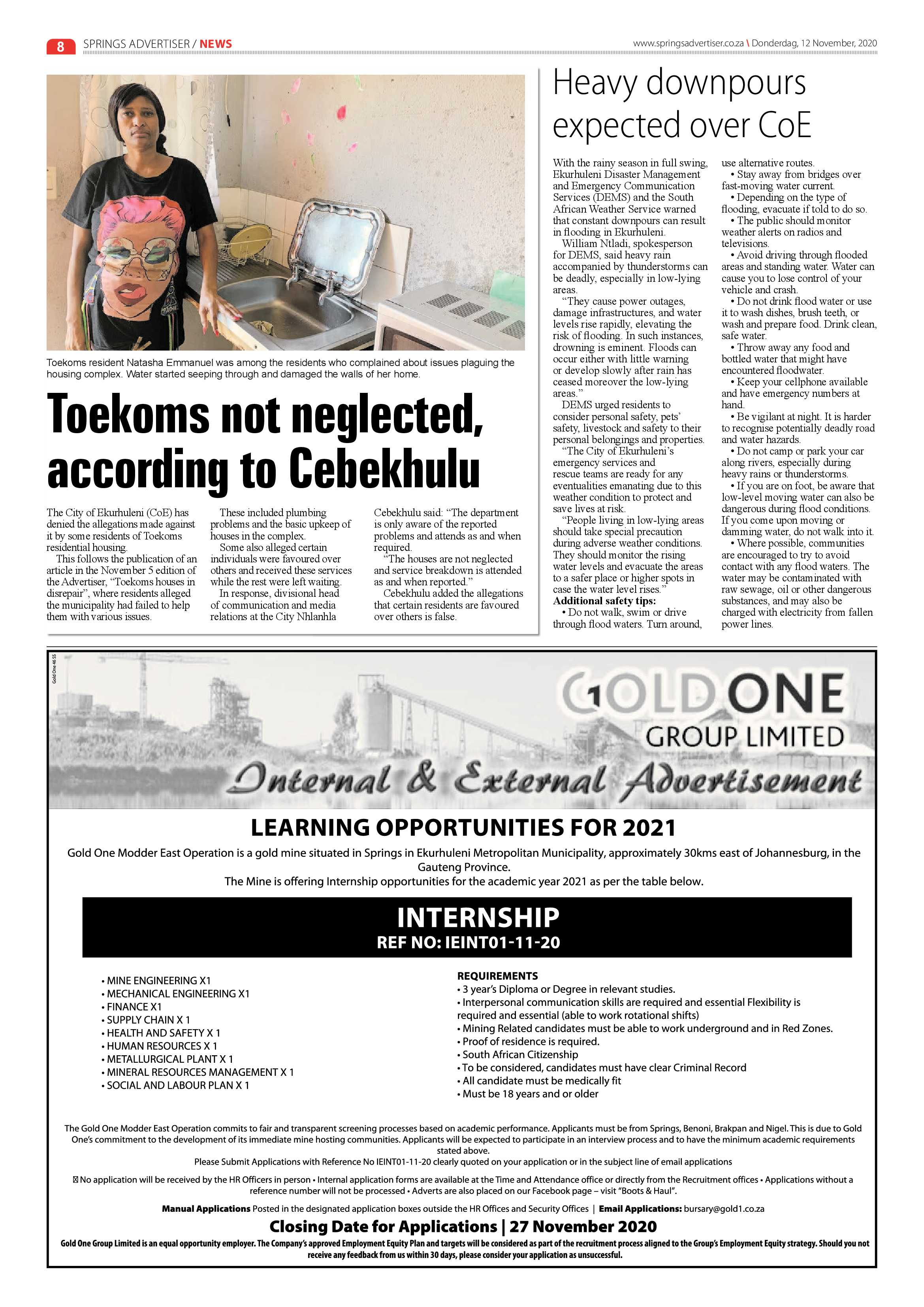 Springs Advertiser 12 November  2020 page 8