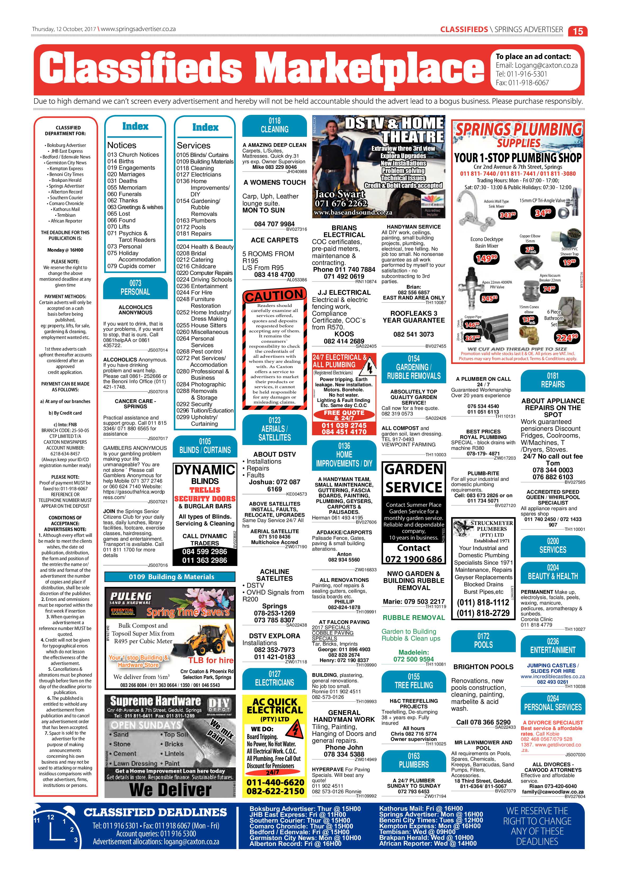 Springs Advertiser 12 October 2017 page 15