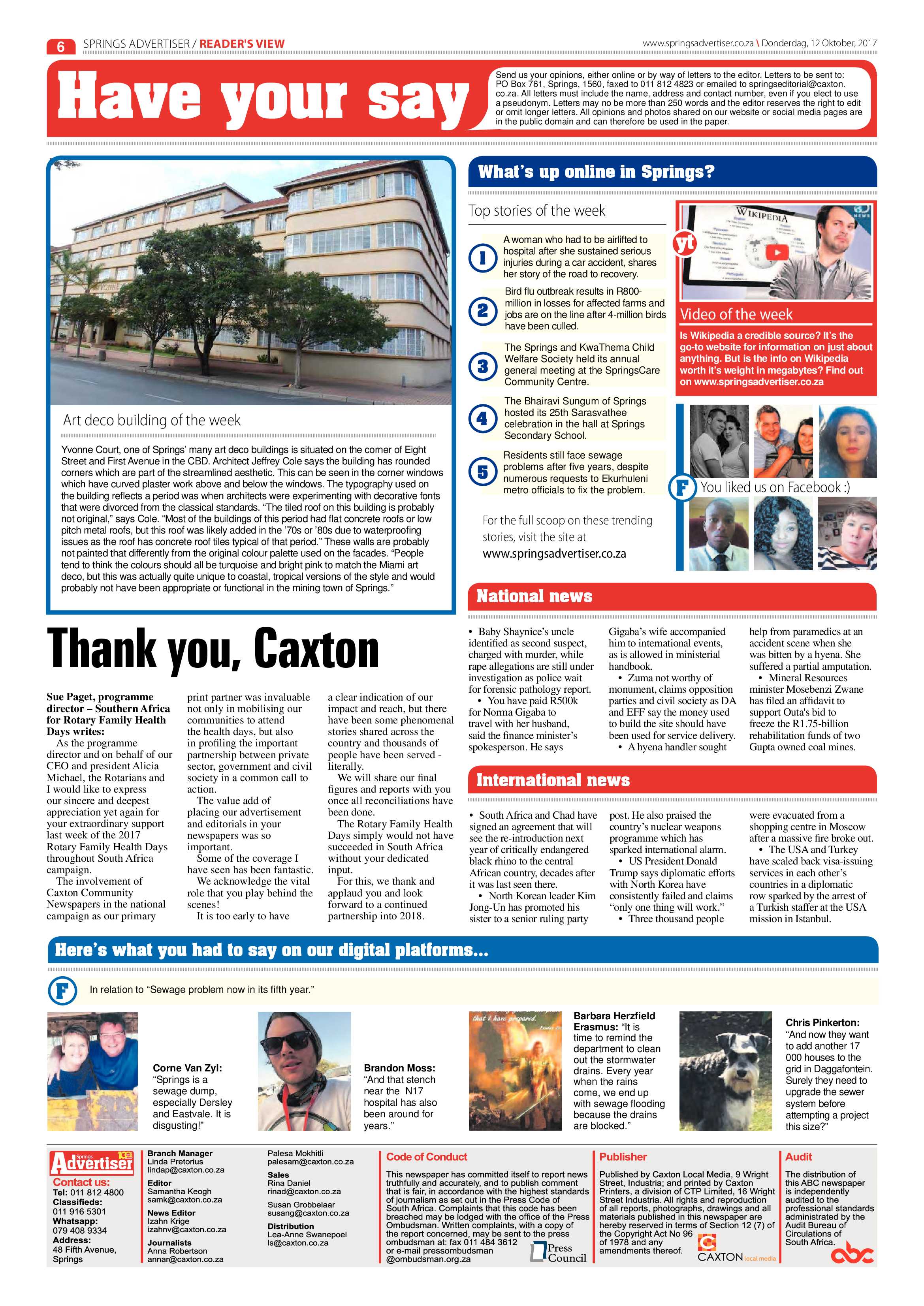 Springs Advertiser 12 October 2017 page 6