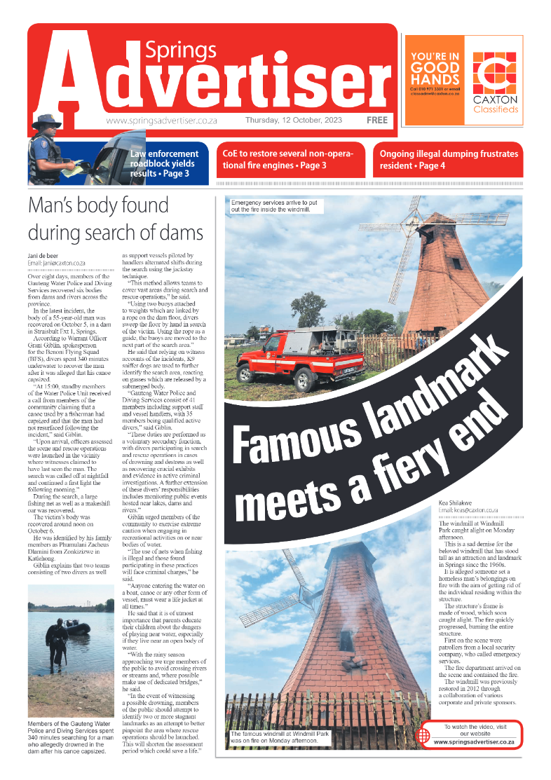 Springs Advertiser 12 October 2023 page 1