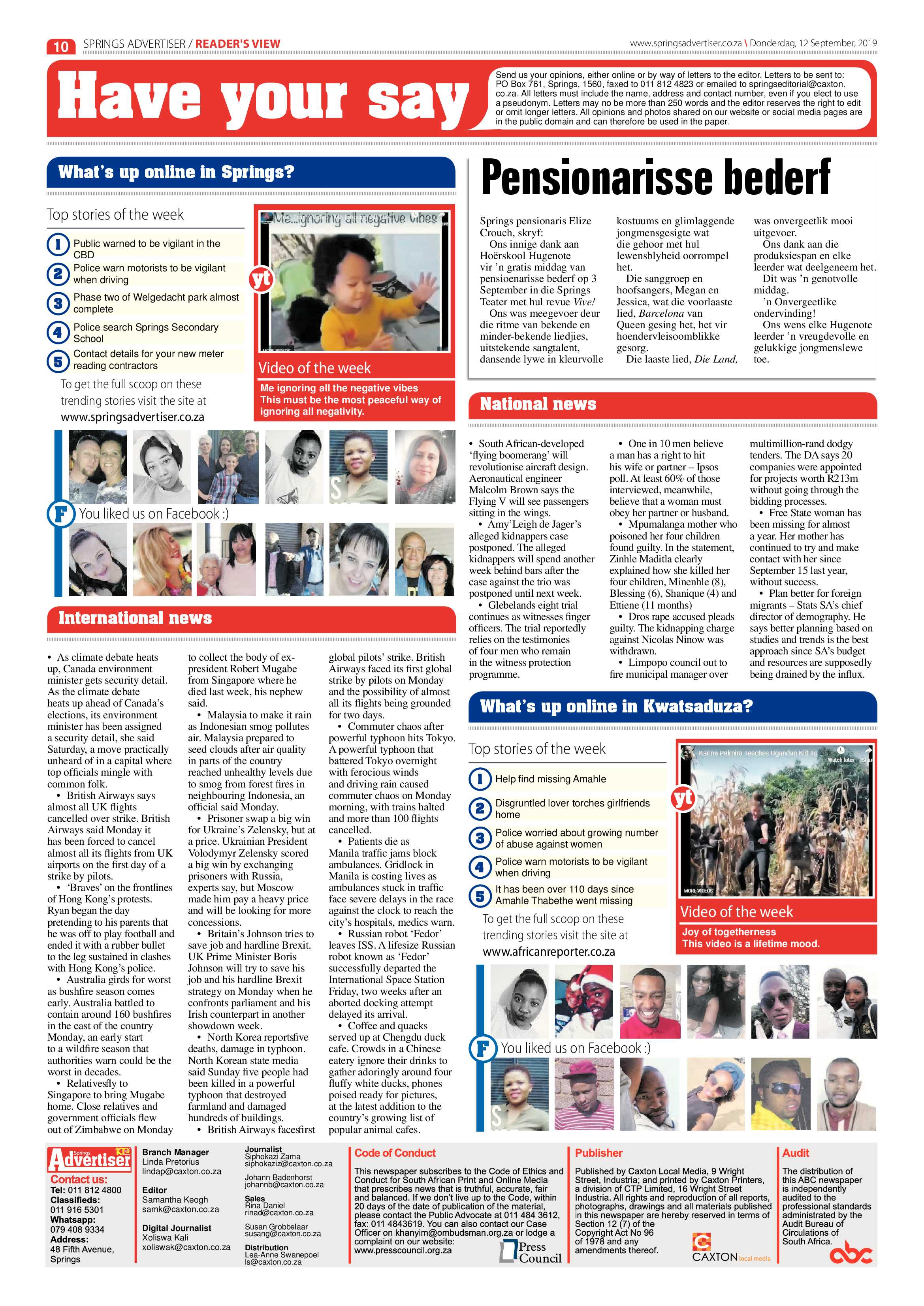Springs Advertiser 12 September 2019 page 10