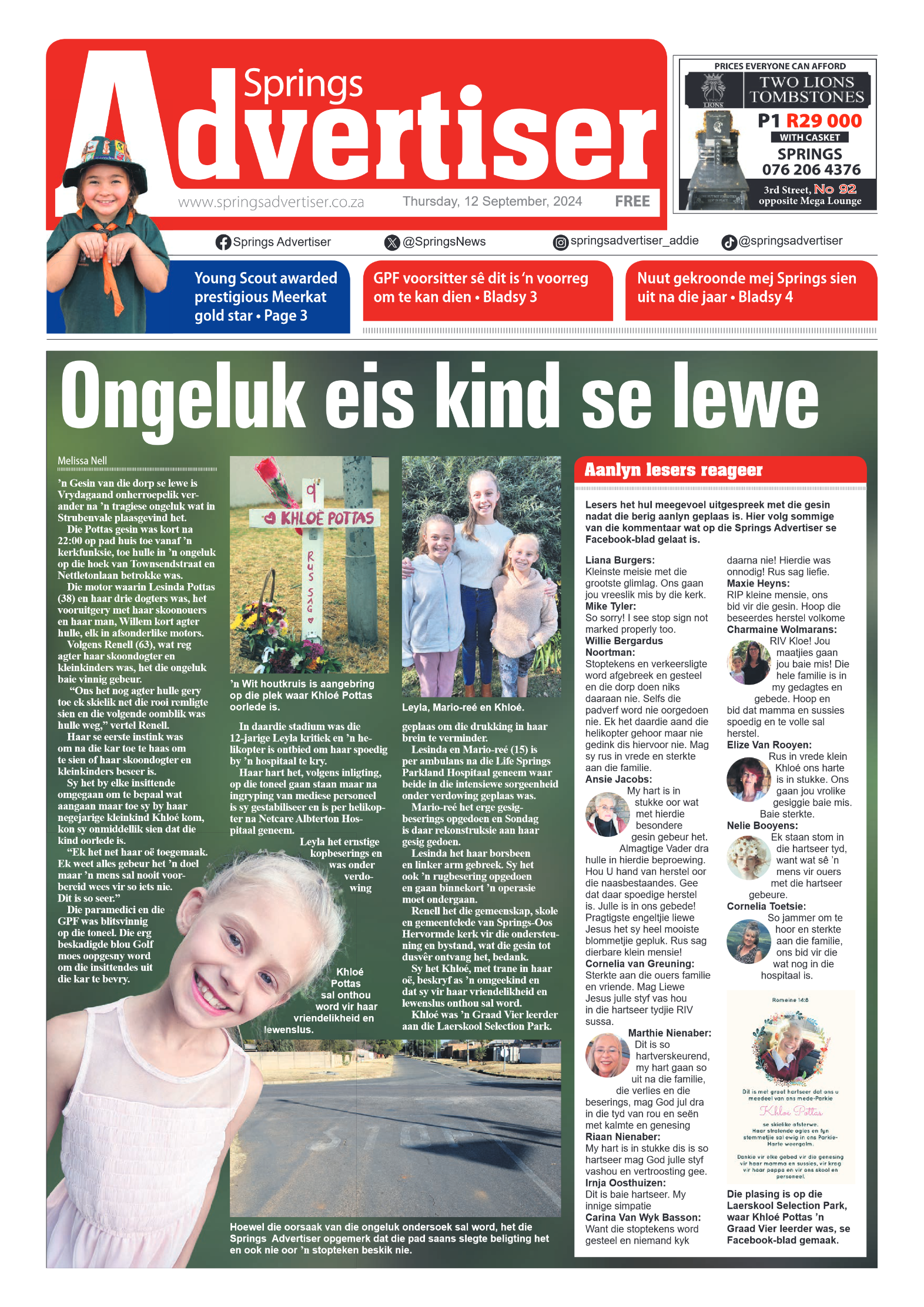 Springs Advertiser 12 September 2024 page 1