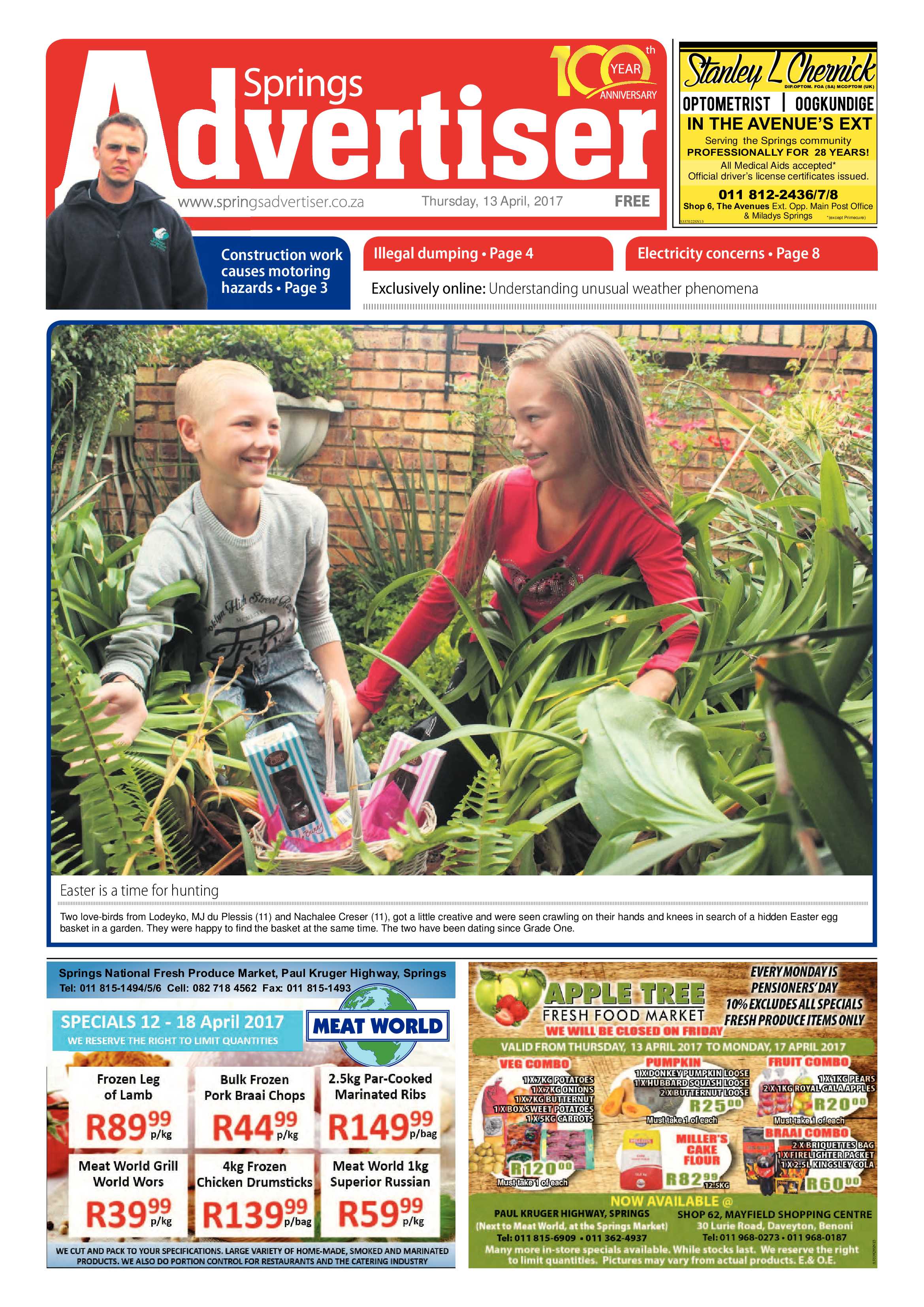 Springs Advertiser 13 April 2017 page 1