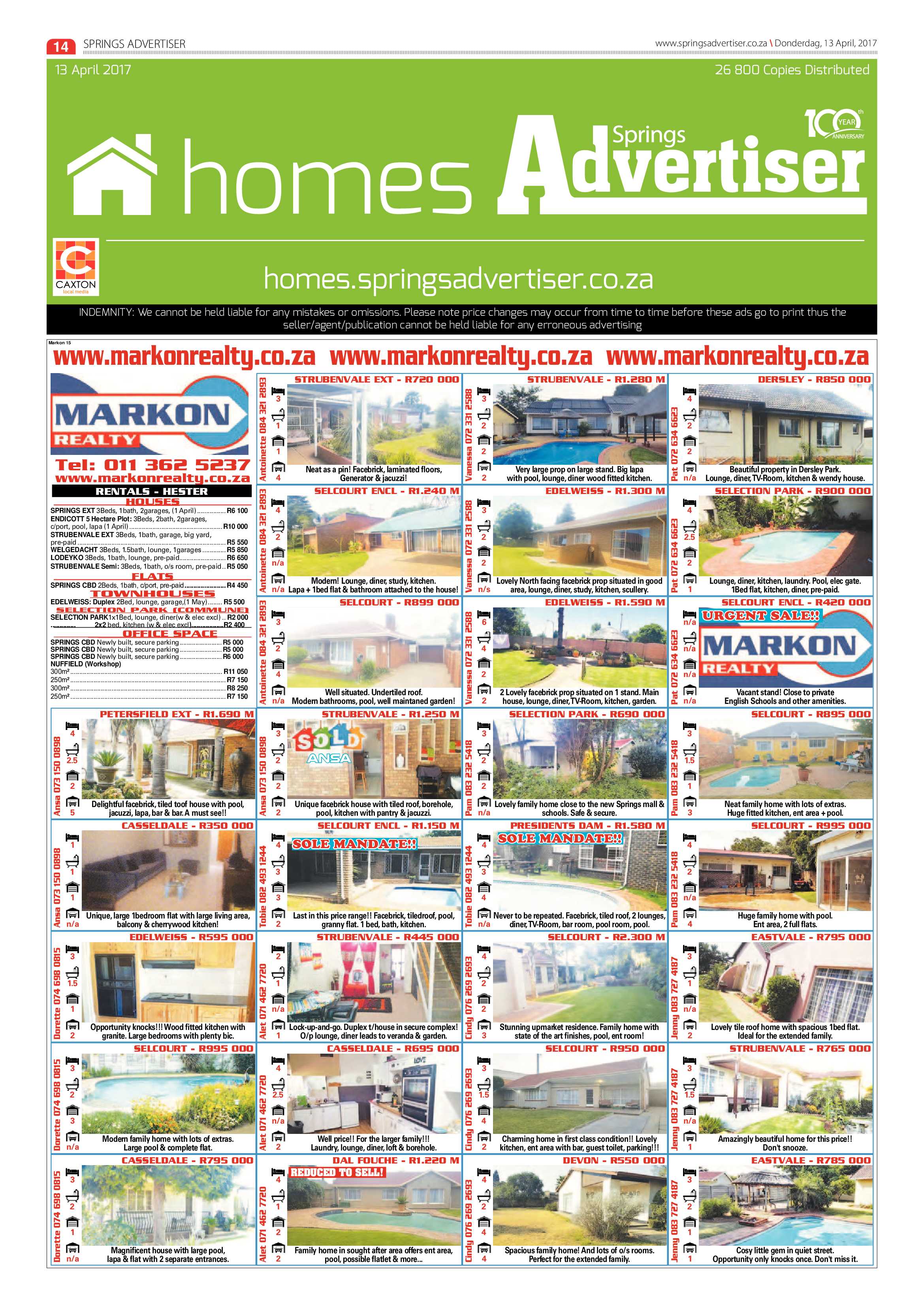 Springs Advertiser 13 April 2017 page 14