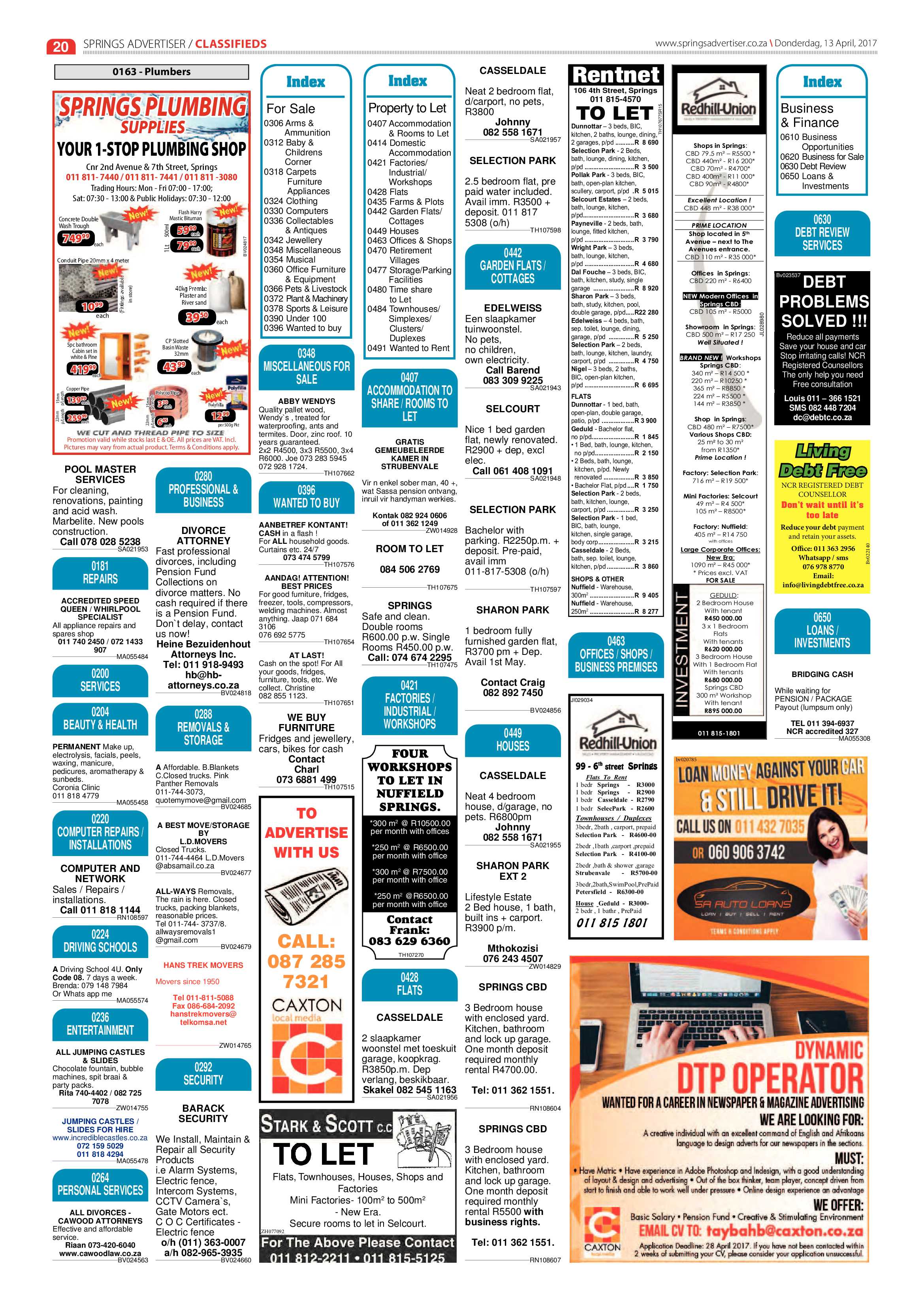 Springs Advertiser 13 April 2017 page 20