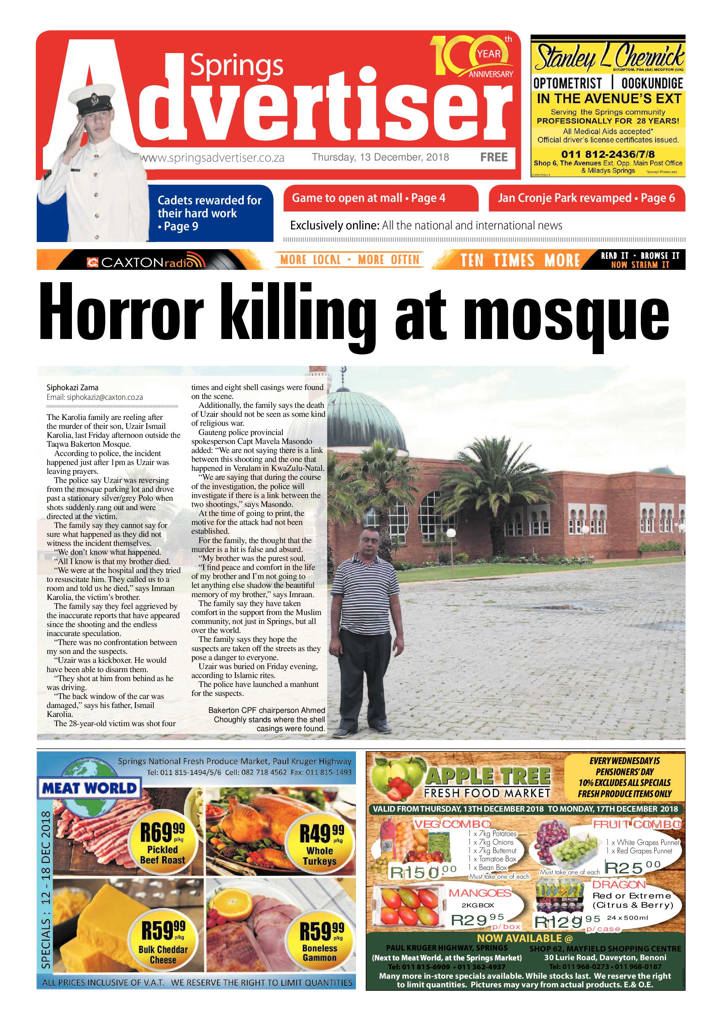 Springs Advertiser 13 December 2018 page 1