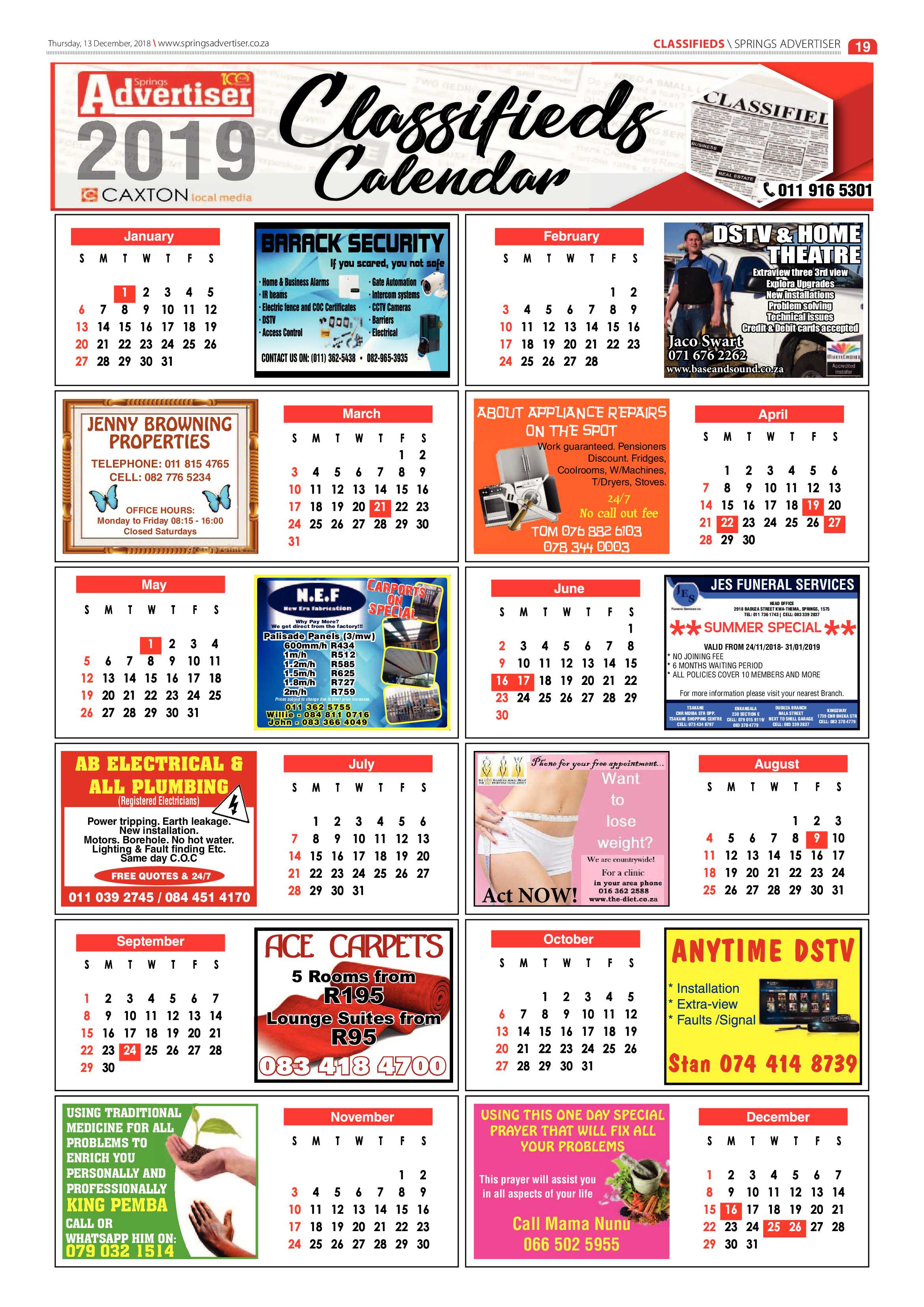 Springs Advertiser 13 December 2018 page 19