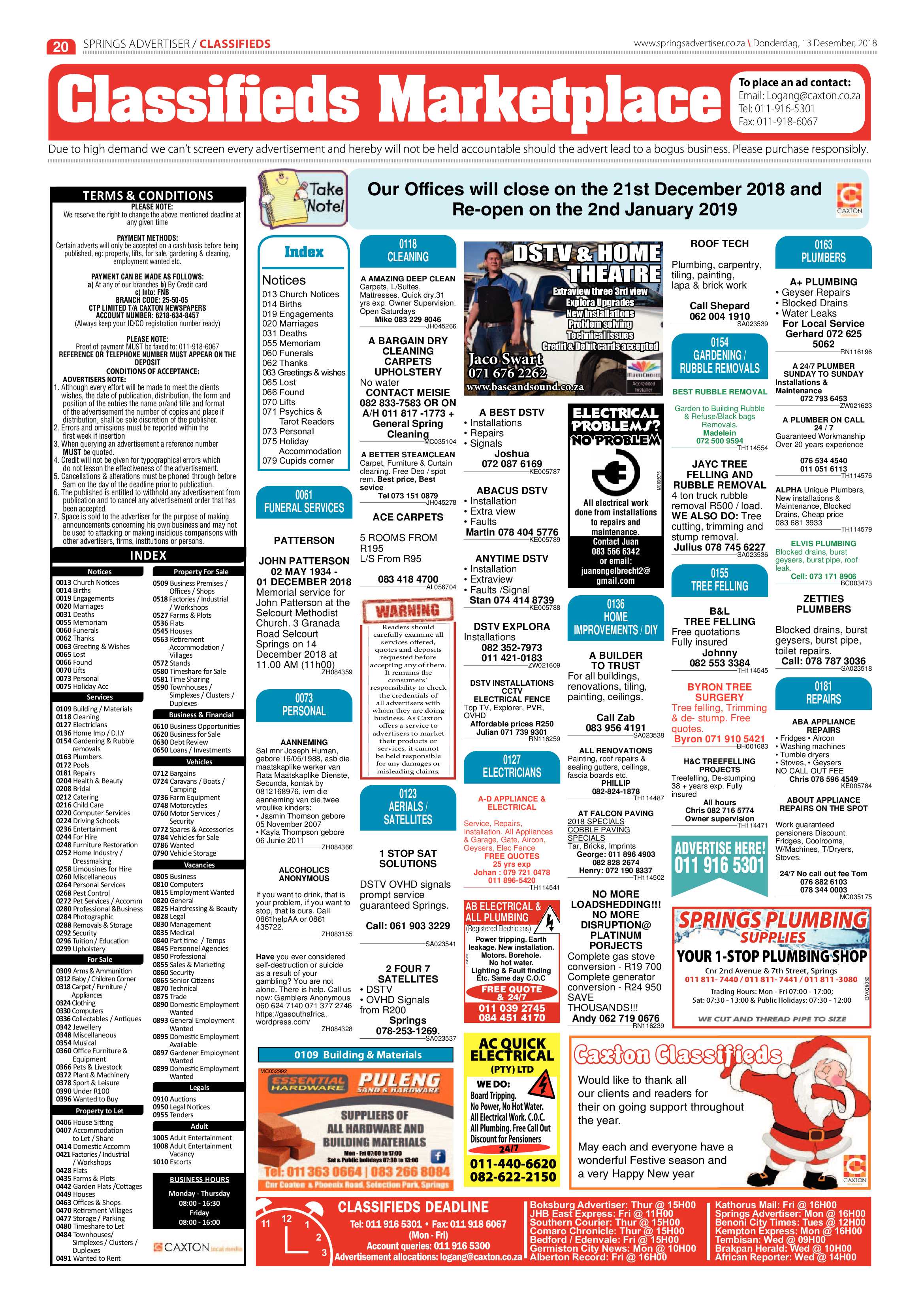 Springs Advertiser 13 December 2018 page 20