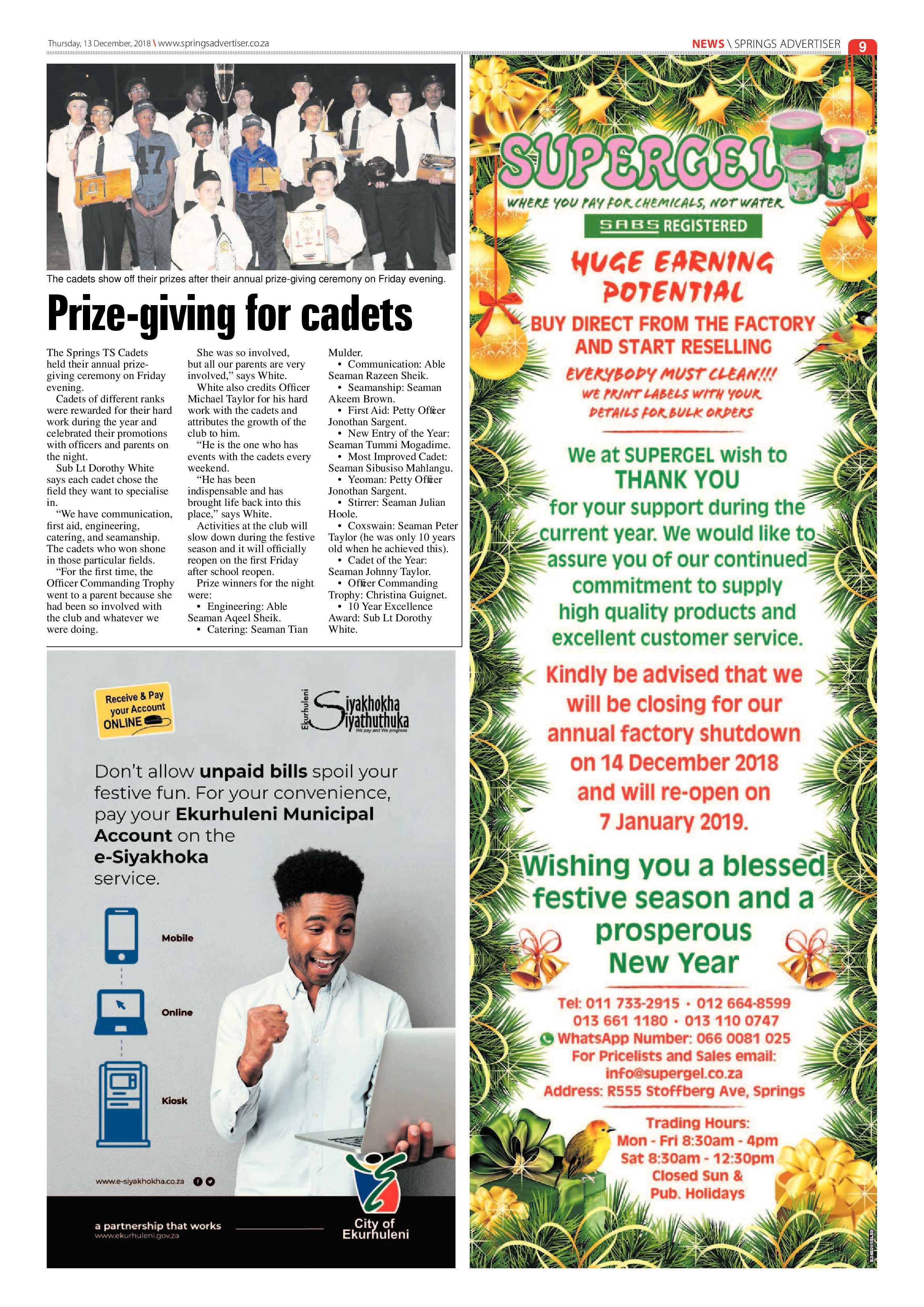 Springs Advertiser 13 December 2018 page 9
