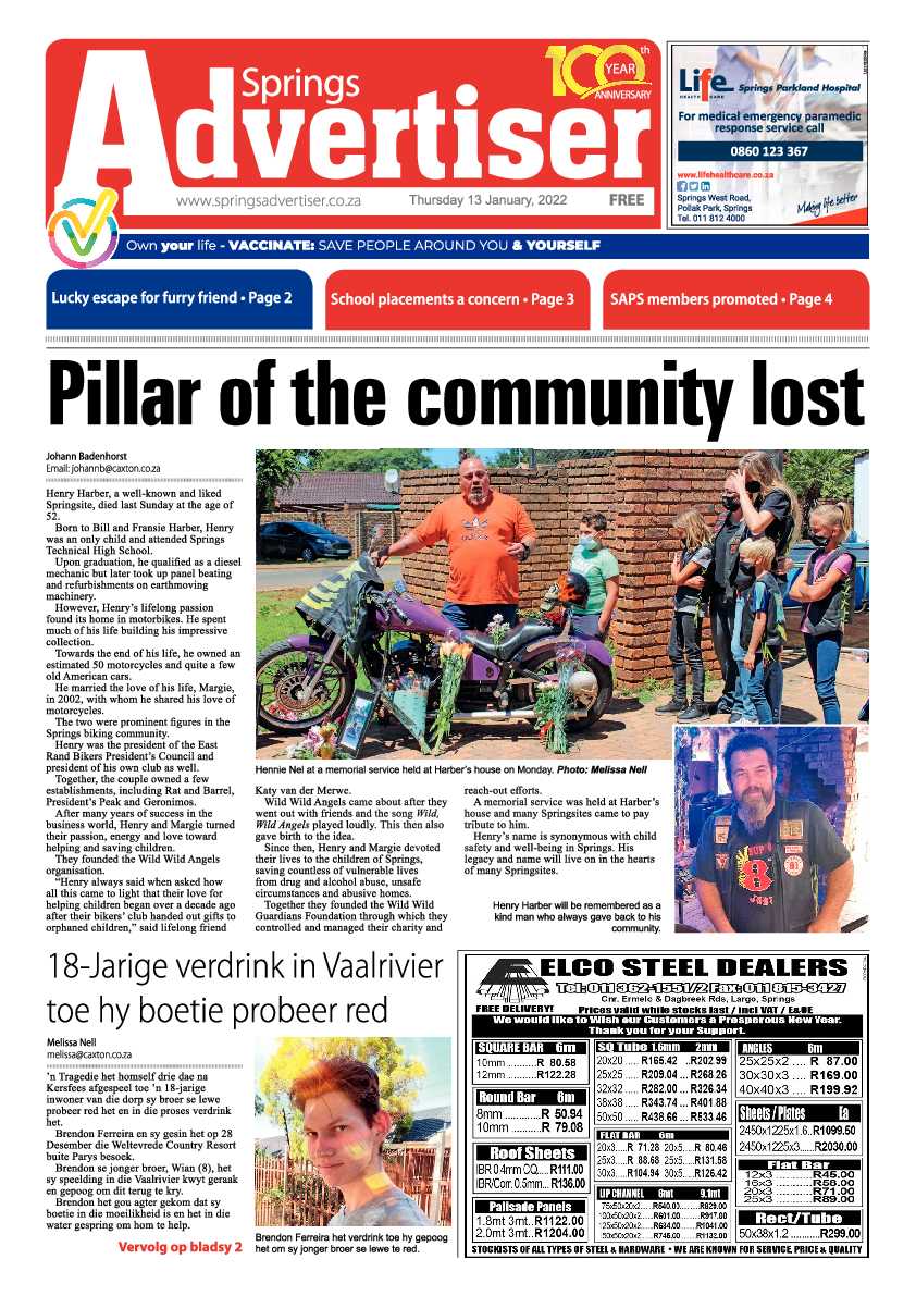 Springs Advertiser 13 January 2022 page 1