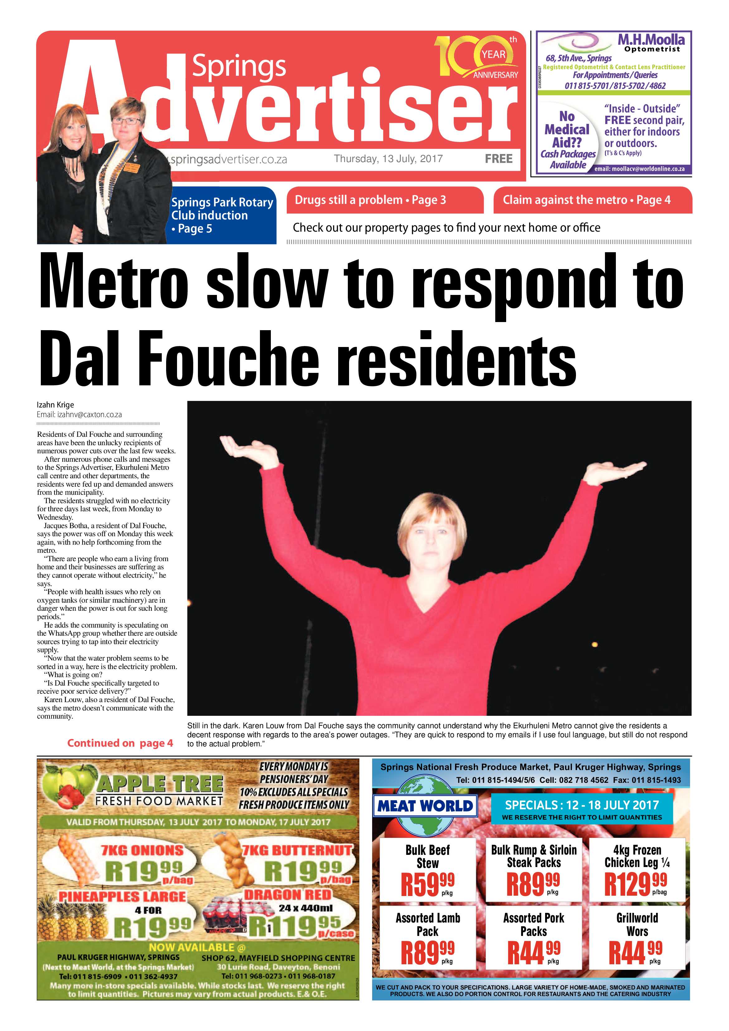 Springs Advertiser 13 July 2017 page 1