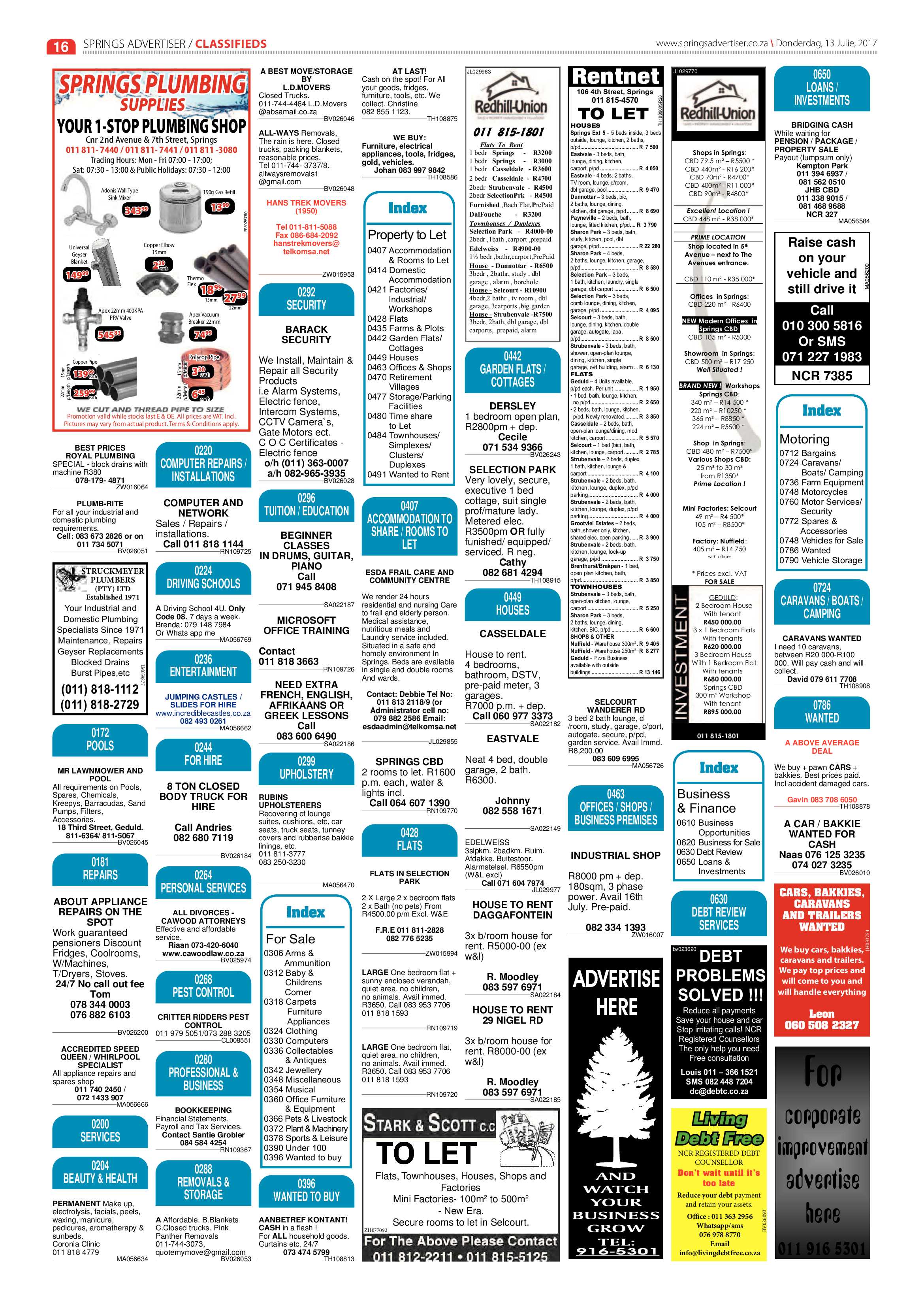 Springs Advertiser 13 July 2017 page 16
