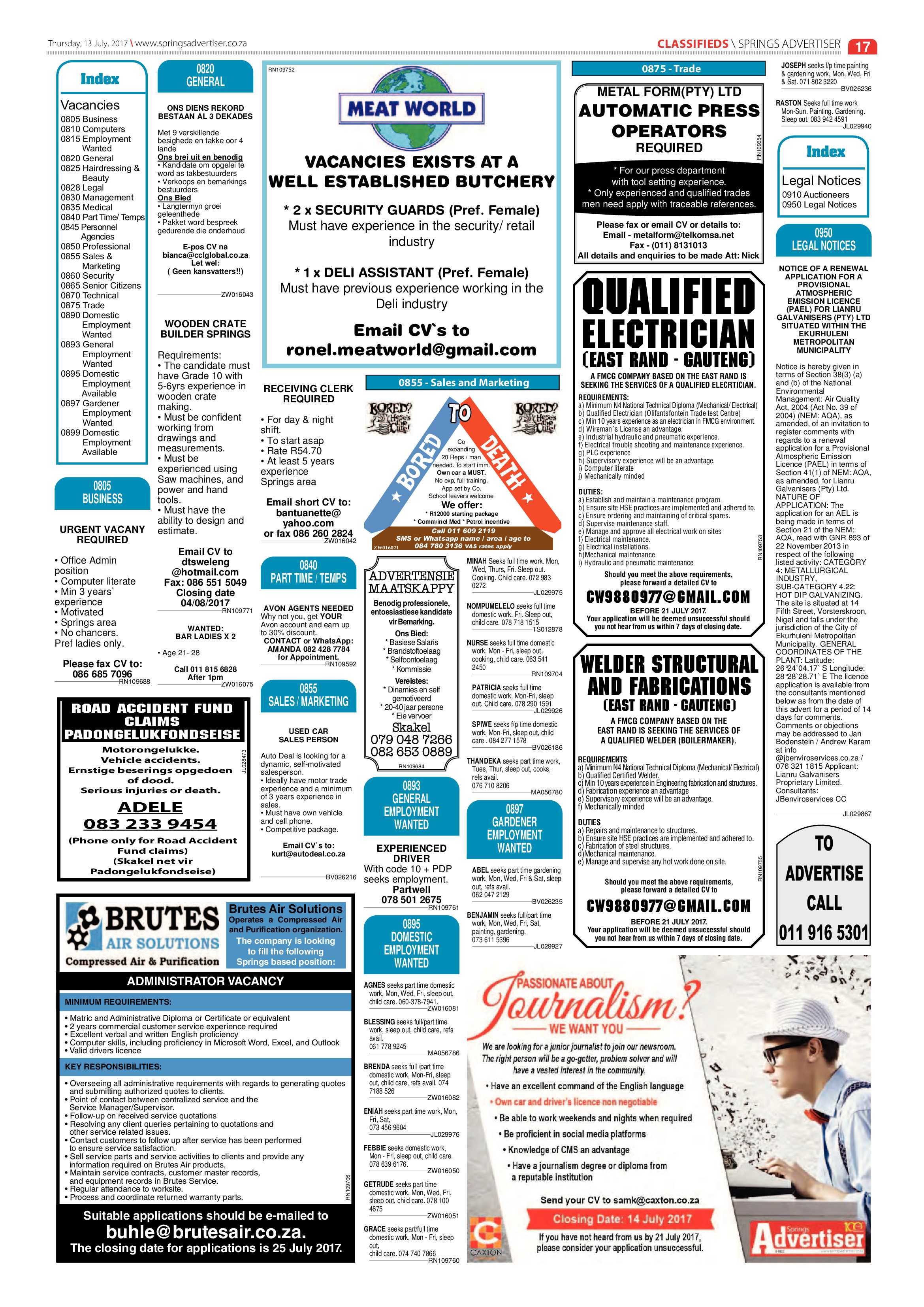 Springs Advertiser 13 July 2017 page 17