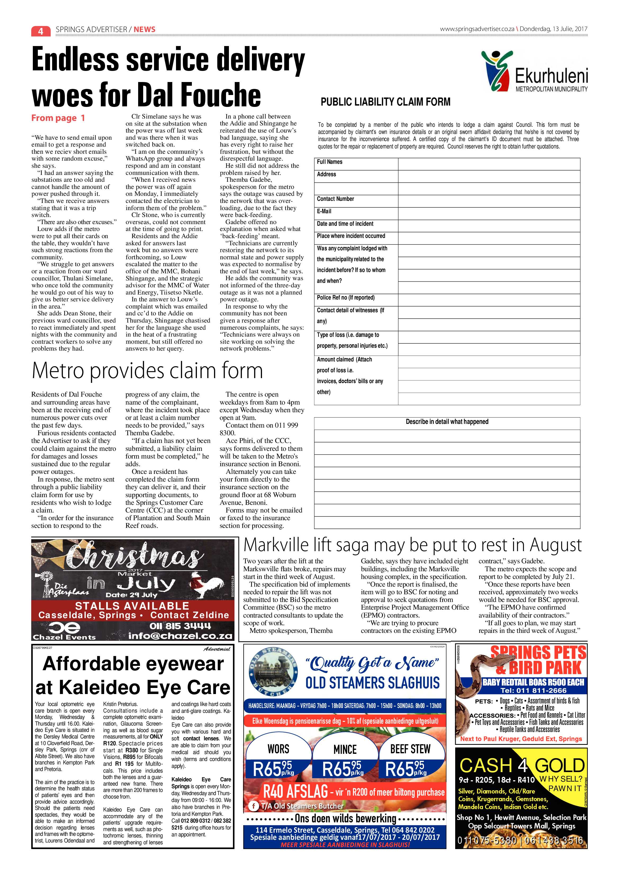 Springs Advertiser 13 July 2017 page 4