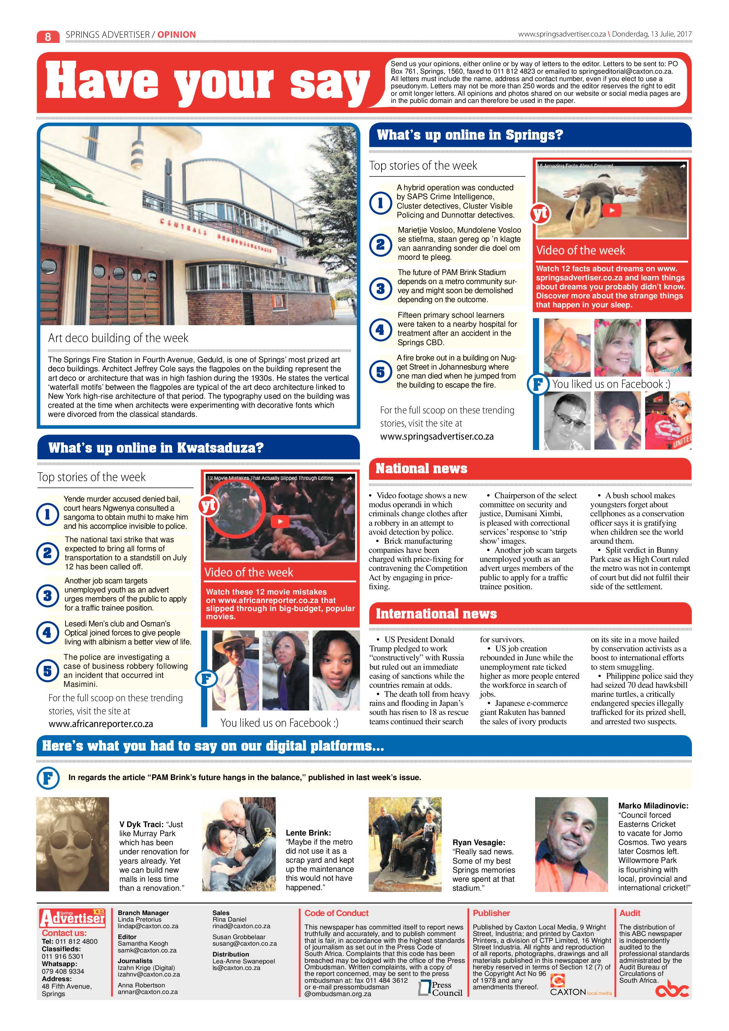 Springs Advertiser 13 July 2017 page 8