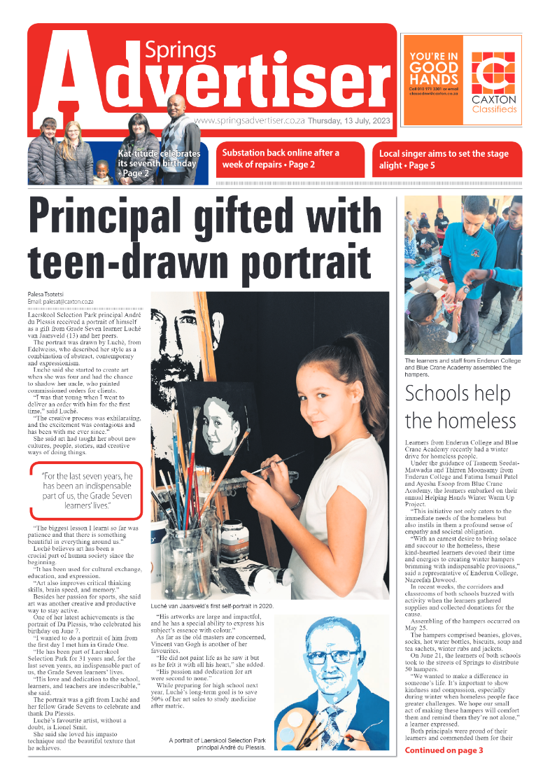 Springs Advertiser 13 July 2023 page 1