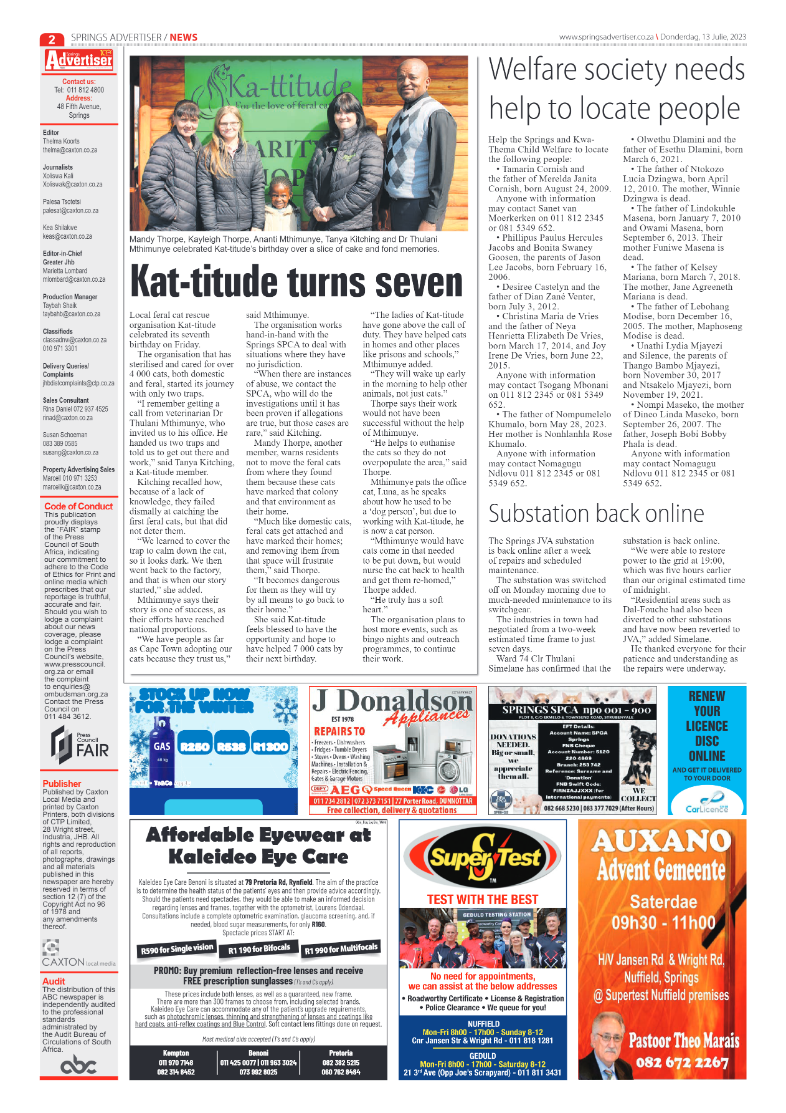 Springs Advertiser 13 July 2023 page 2