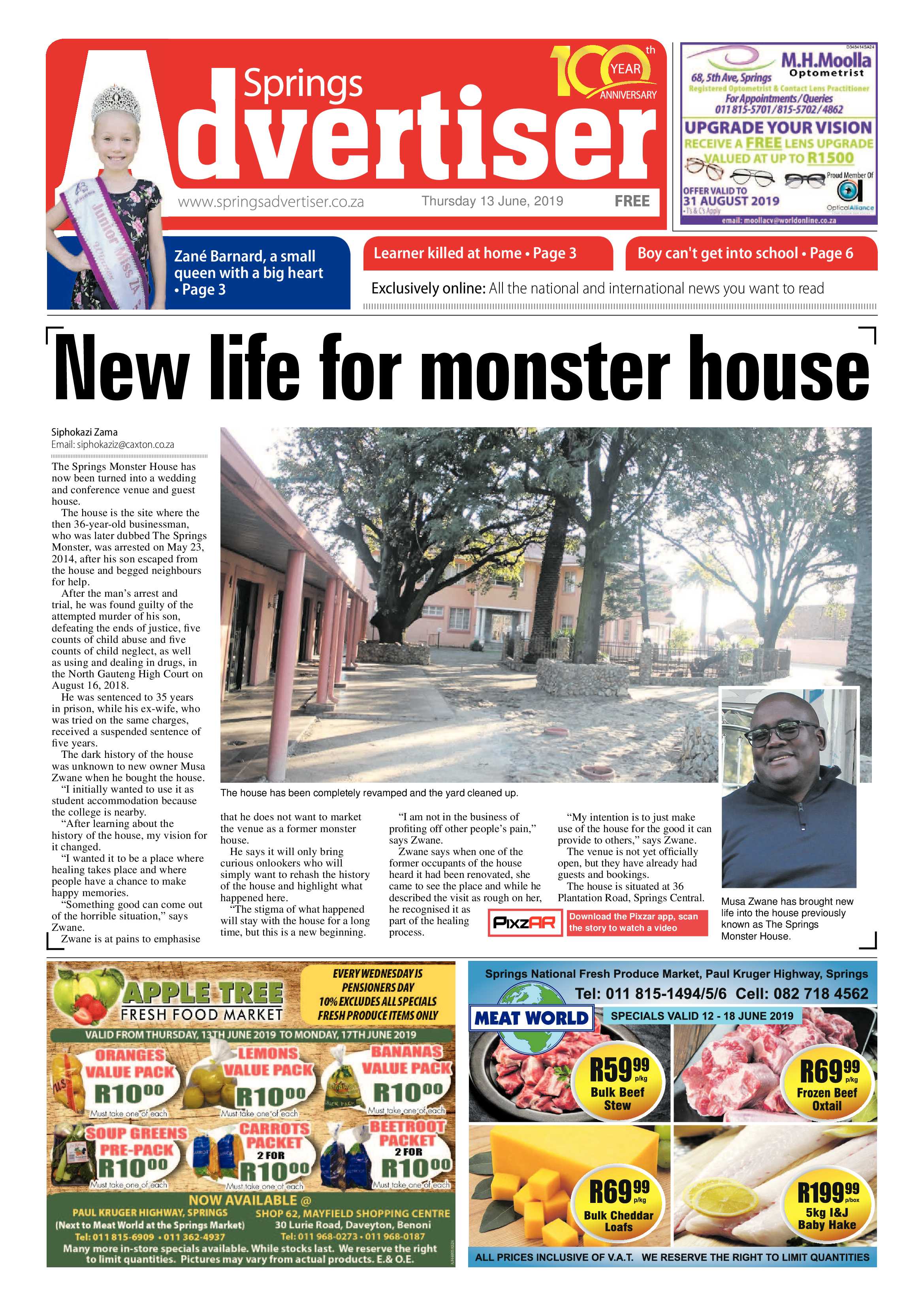 Springs Advertiser 13 June 2019 page 1