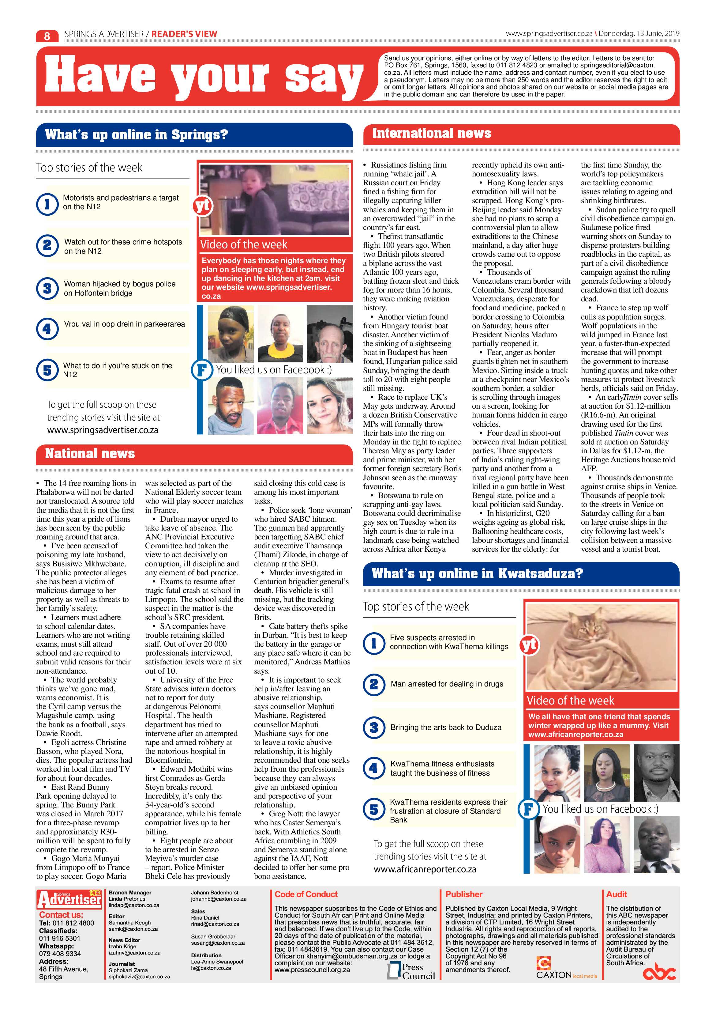 Springs Advertiser 13 June 2019 page 8