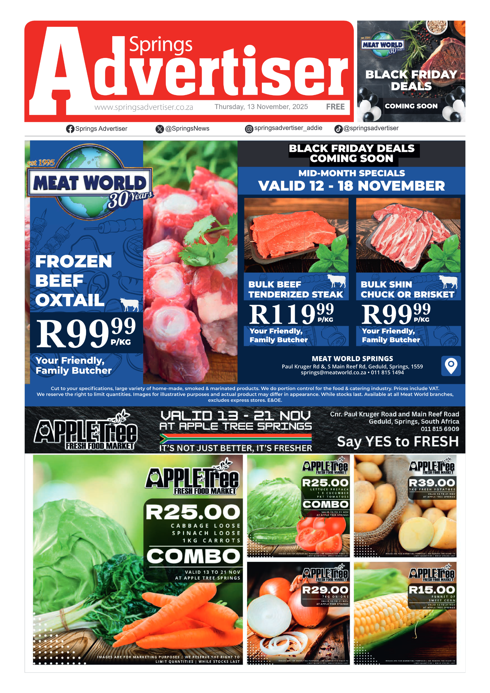Springs Advertiser 13 November 2025 page 1