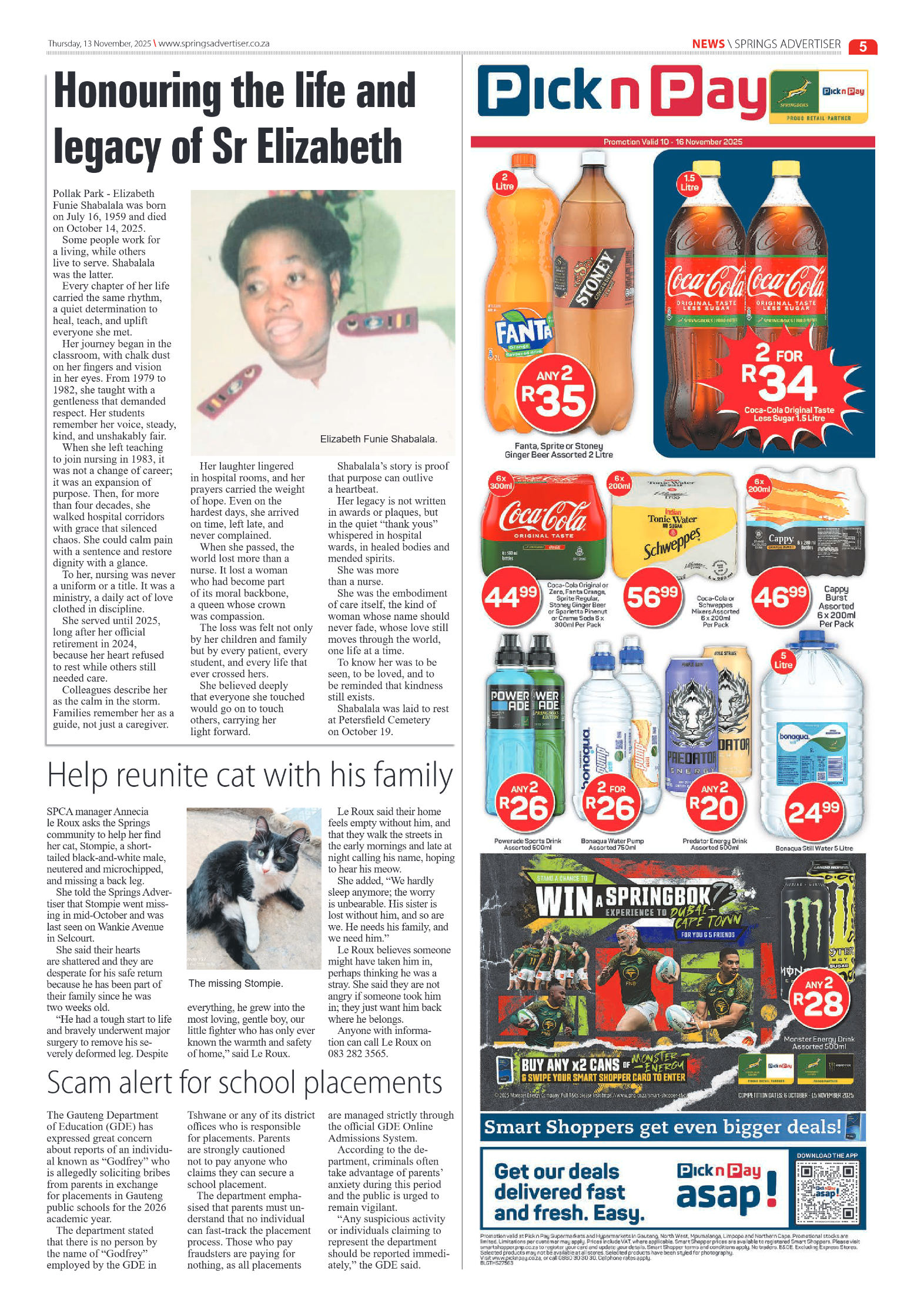Springs Advertiser 13 November 2025 page 7