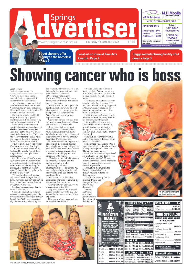 Springs Advertiser 13 October 2022 page 1
