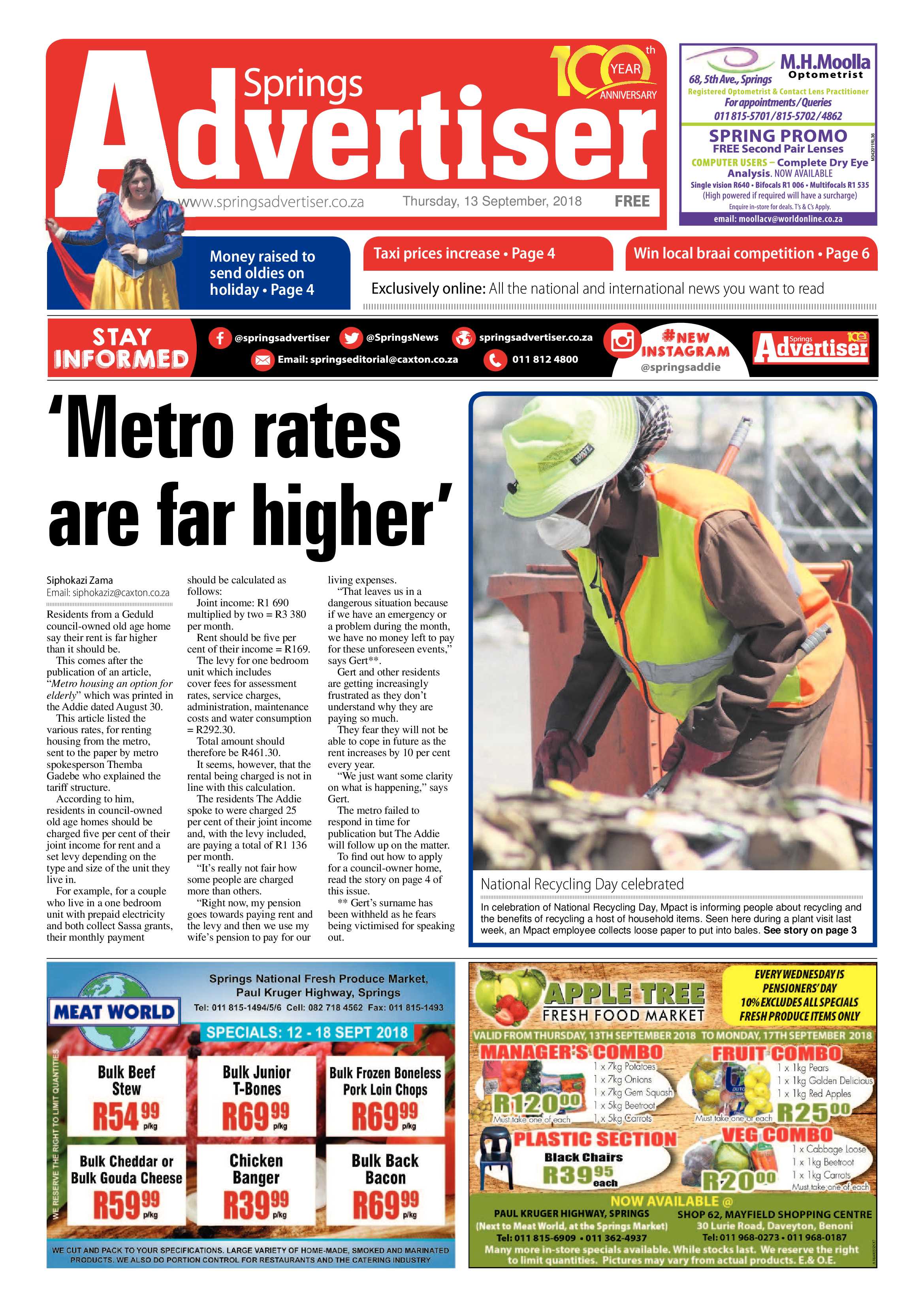 Springs Advertiser 13 September 2018 page 1