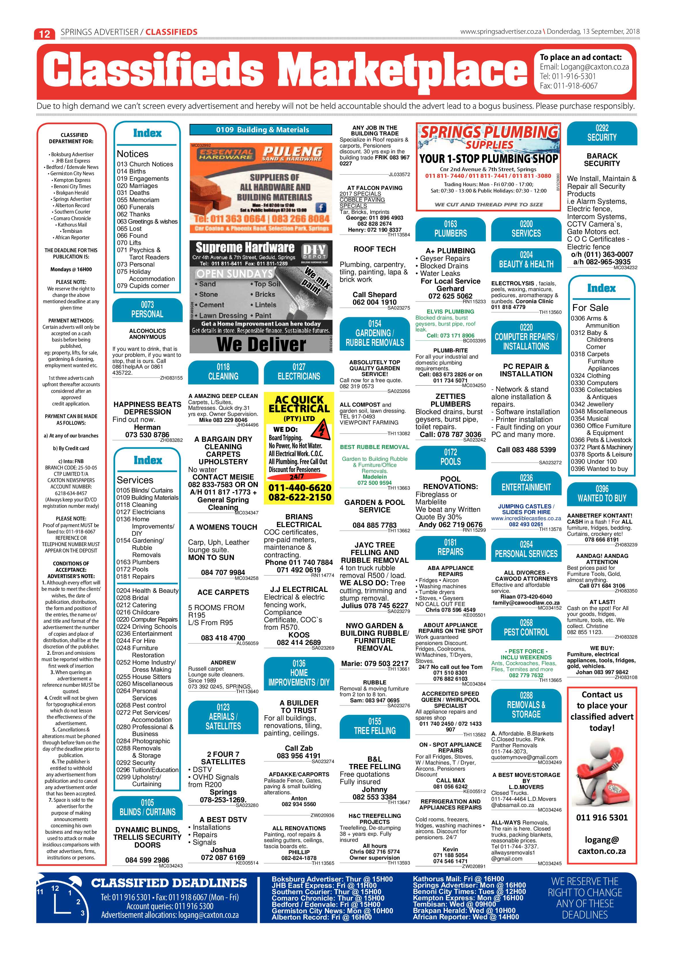 Springs Advertiser 13 September 2018 page 12