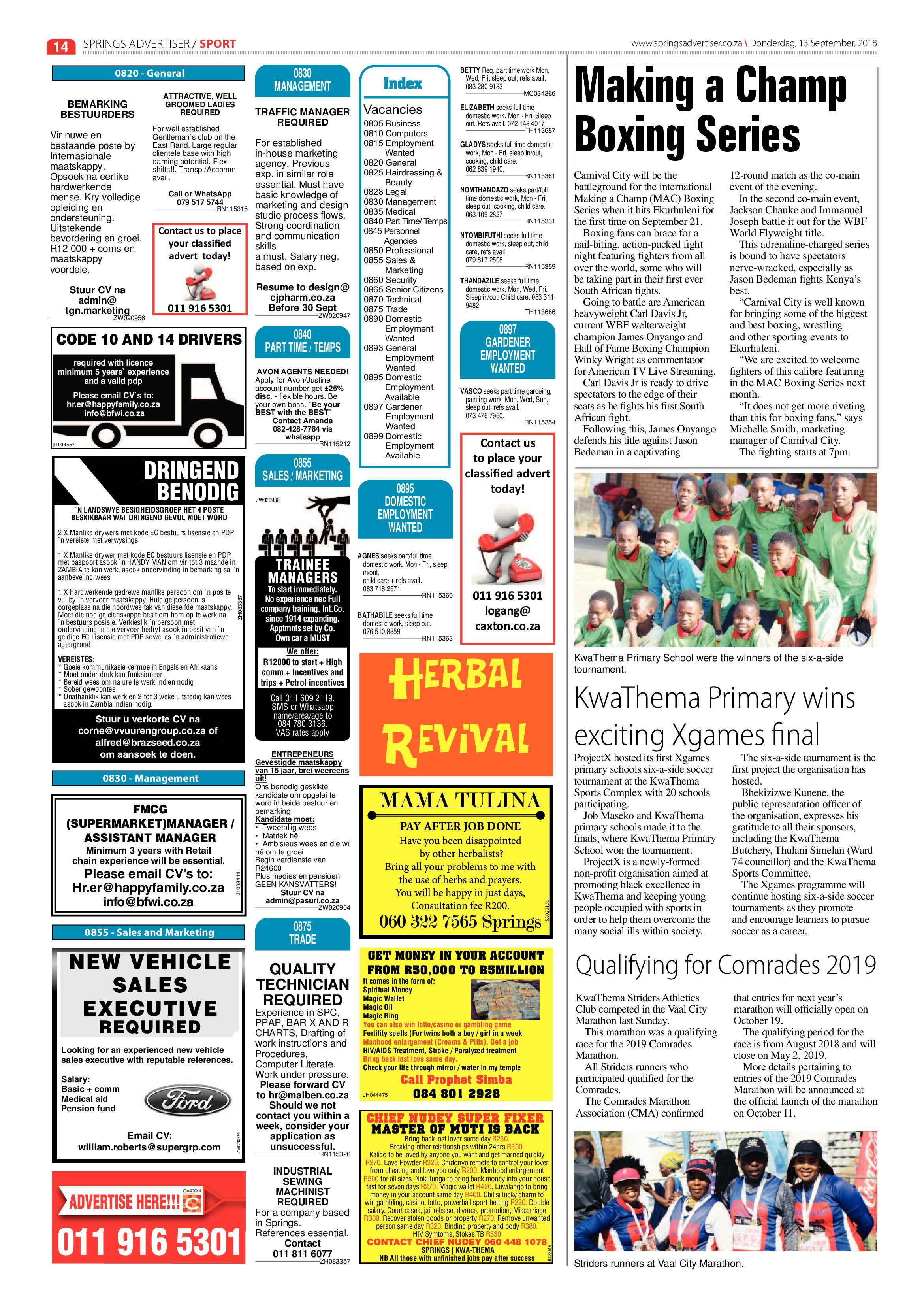 Springs Advertiser 13 September 2018 page 14