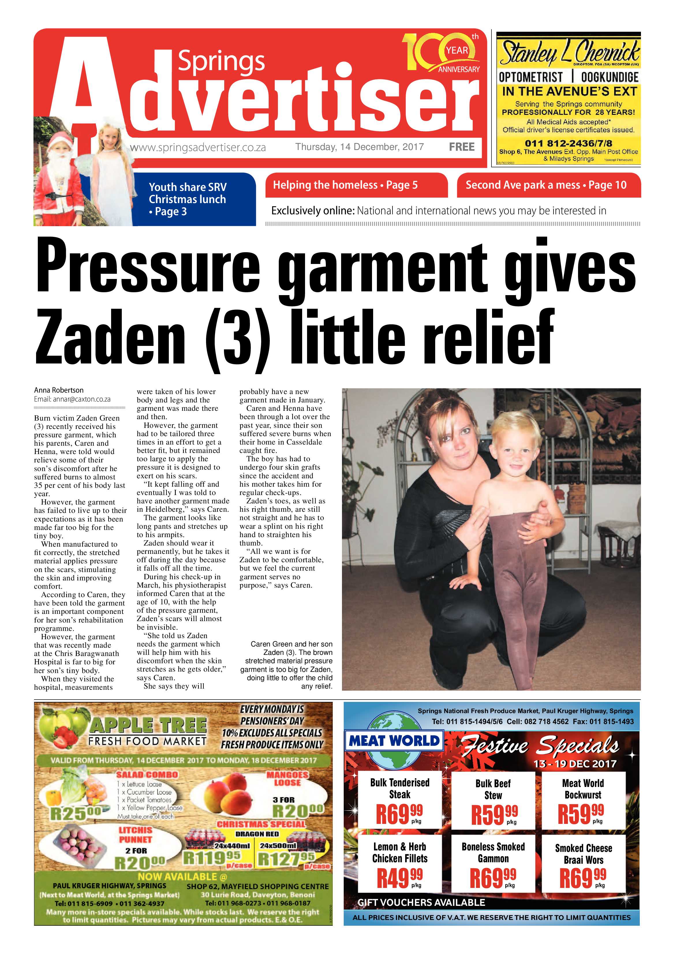 Springs Advertiser 14 December 2017 page 1