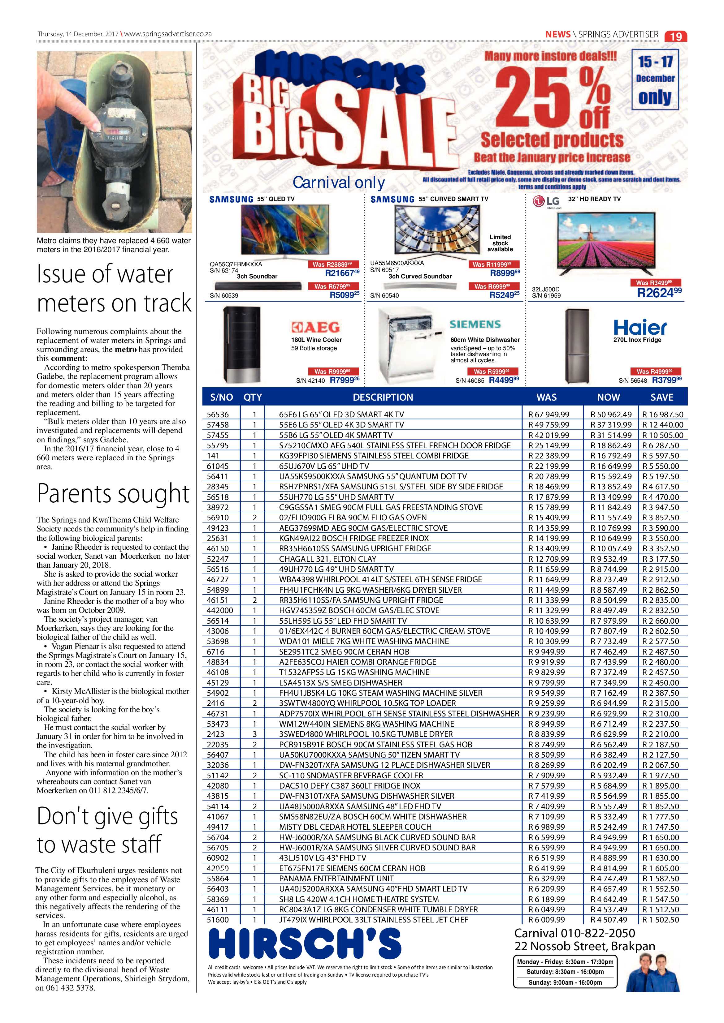Springs Advertiser 14 December 2017 page 19