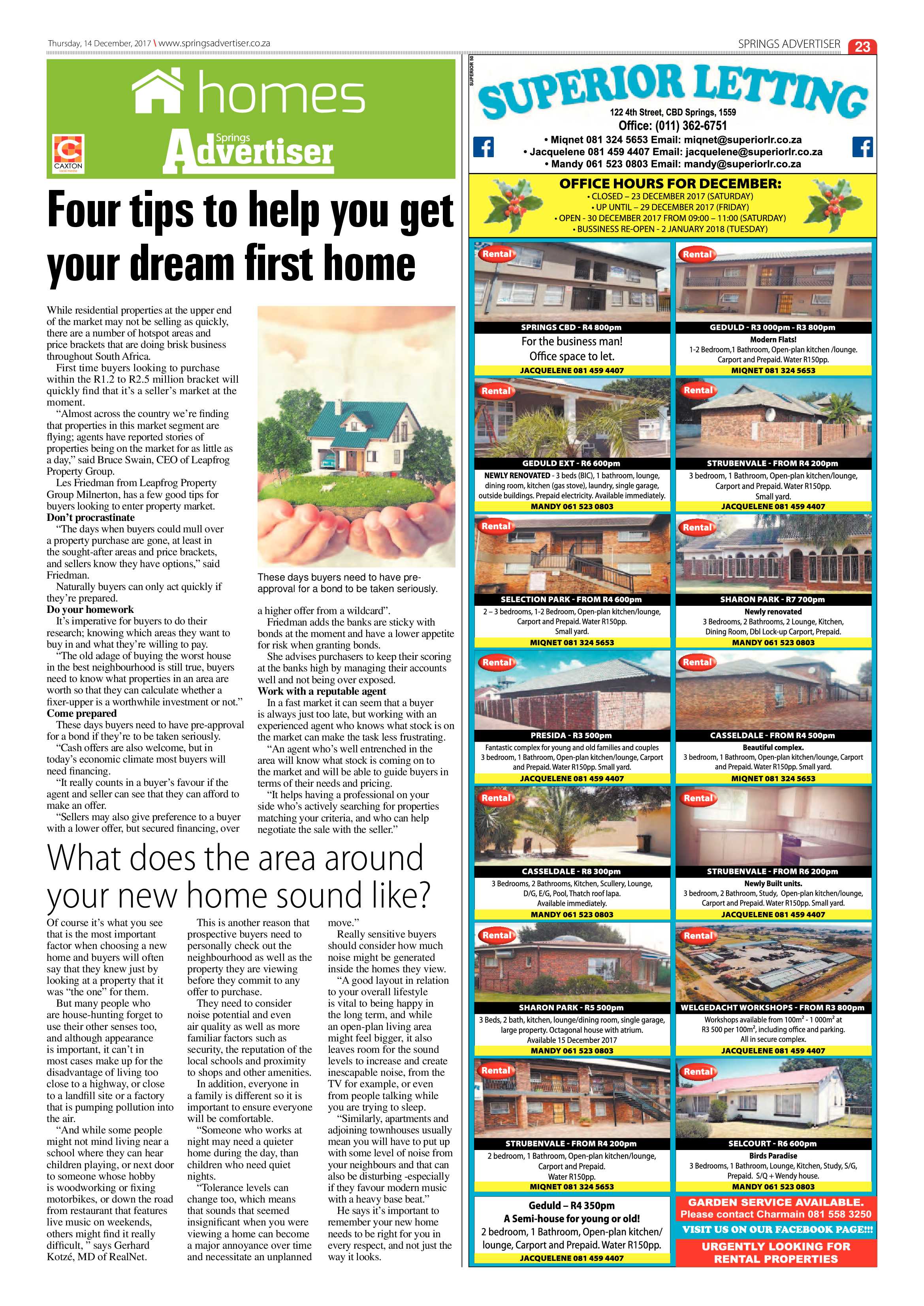 Springs Advertiser 14 December 2017 page 23