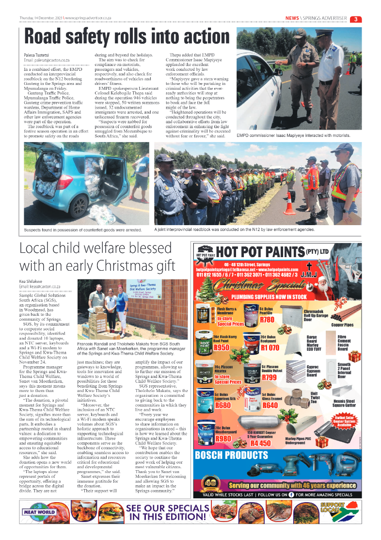 Springs Advertiser 14 December 2023 page 3