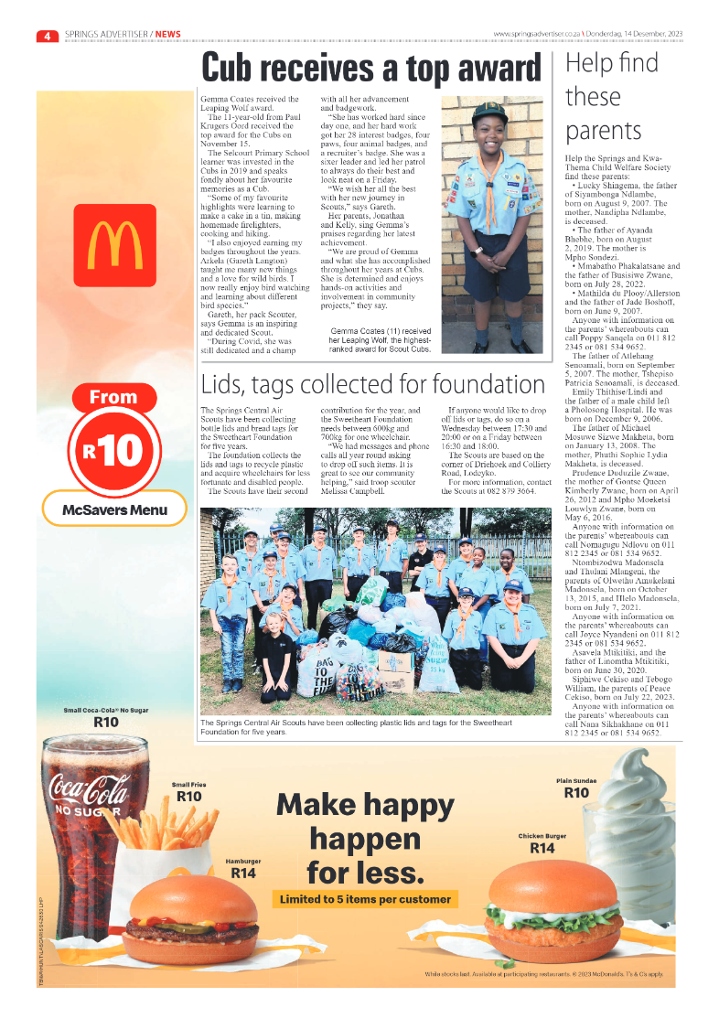 Springs Advertiser 14 December 2023 page 4