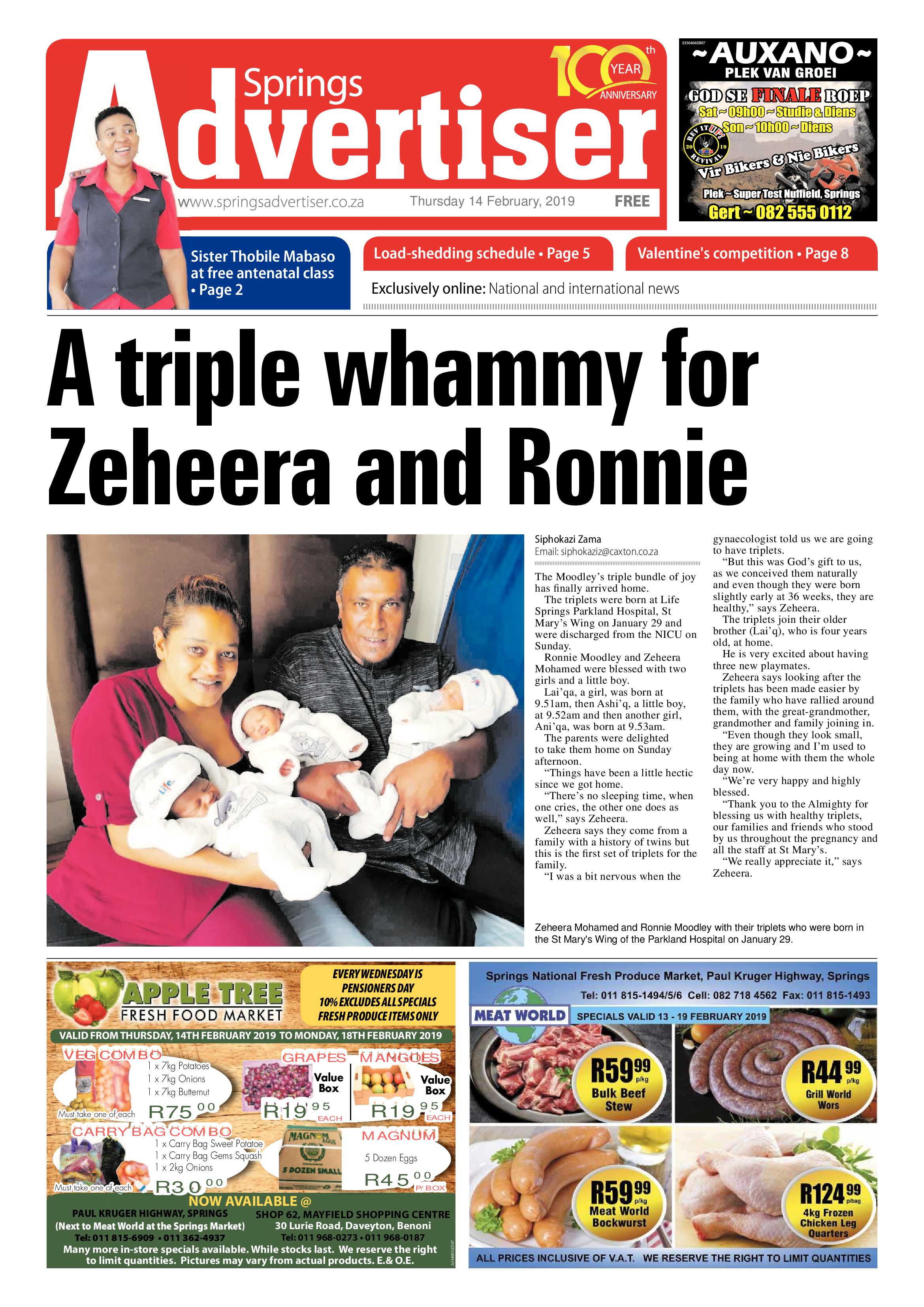 Springs Advertiser 14 February 2019 page 1