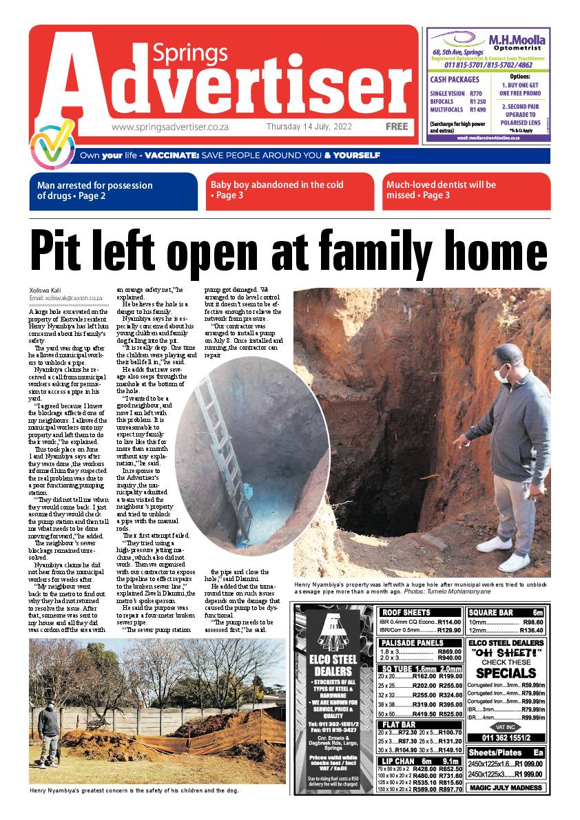 Springs Advertiser 14 July 2022 page 1