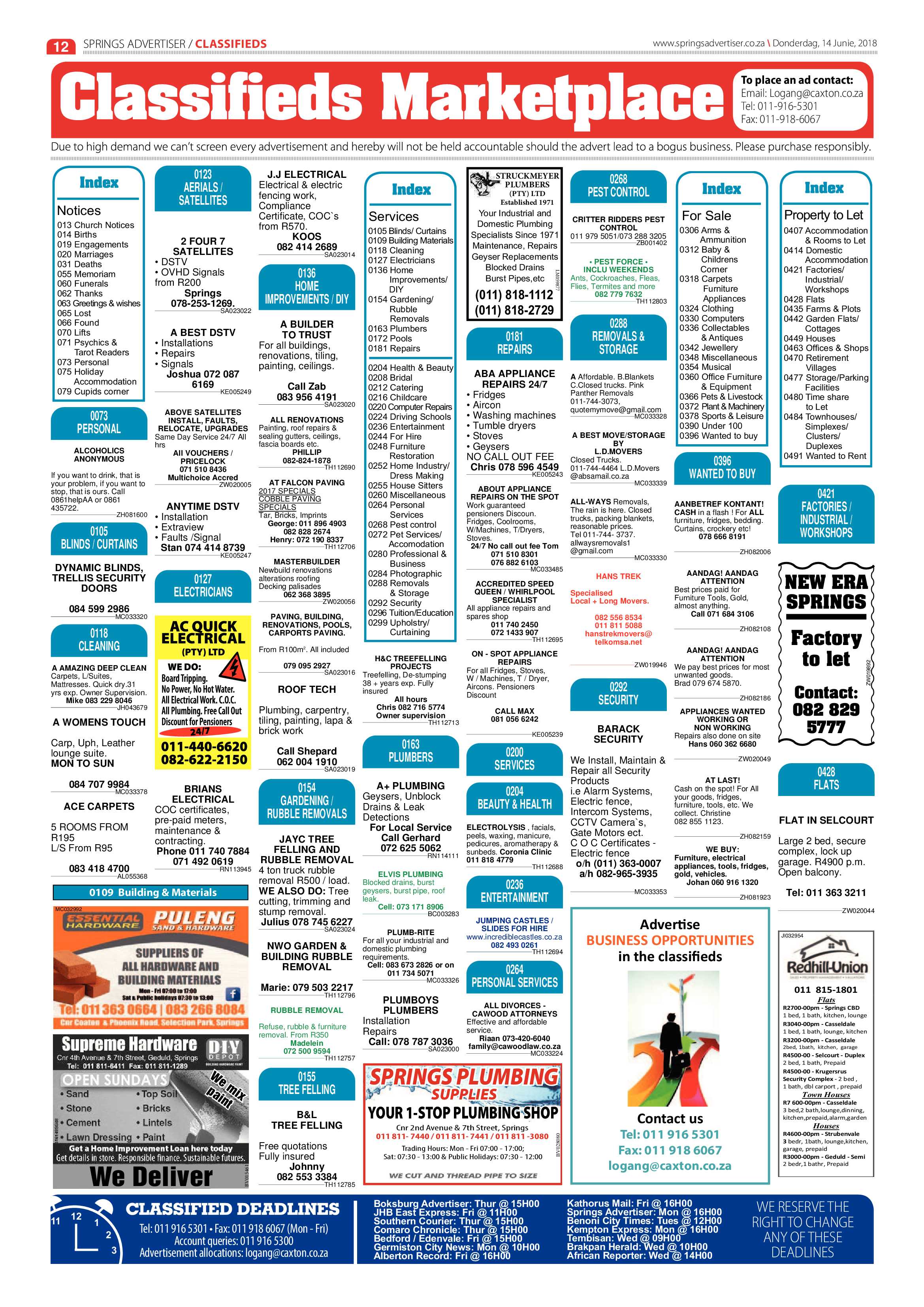 Springs Advertiser 14 June 2014 page 12