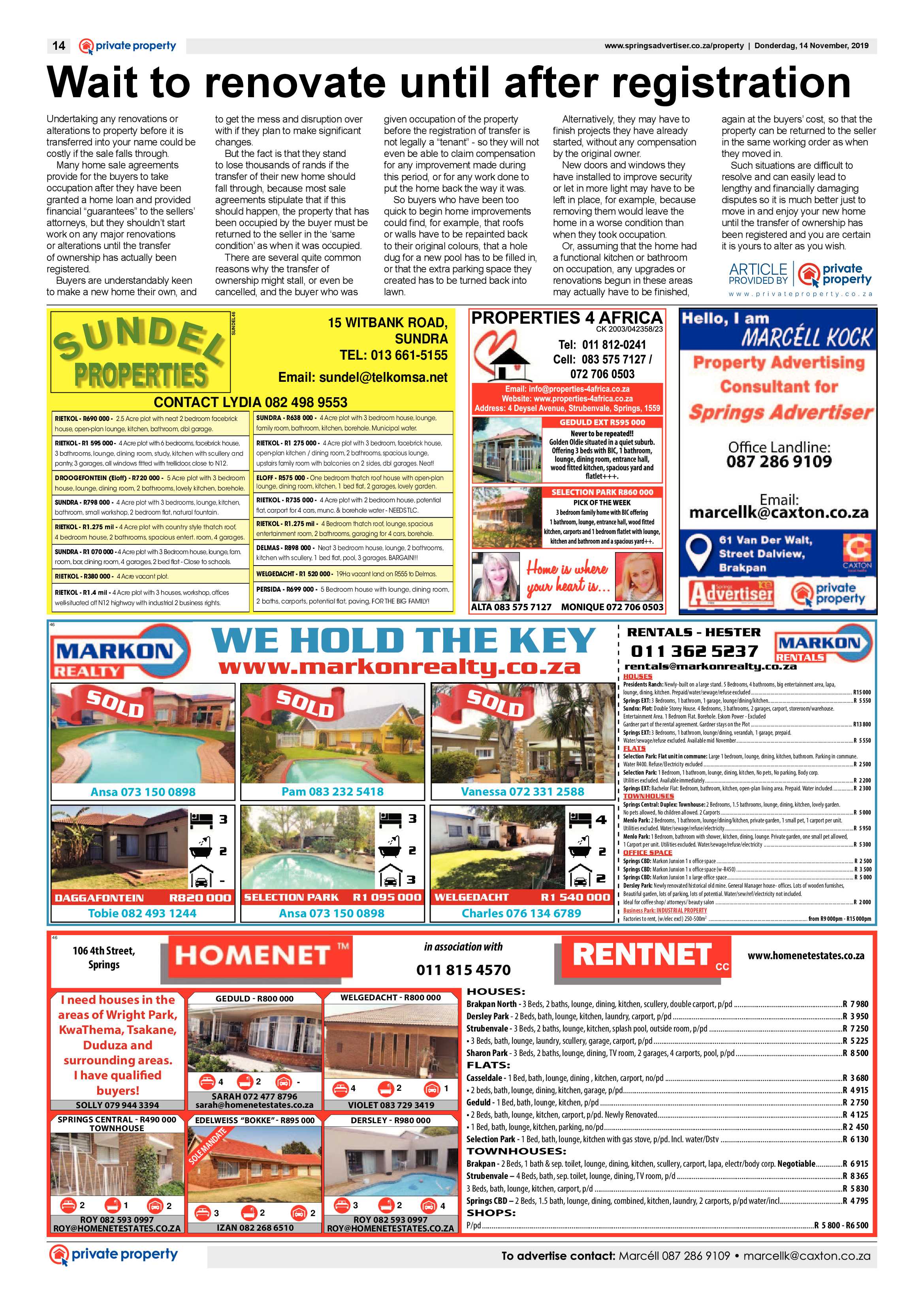 Springs Advertiser 14 November 2019 page 14