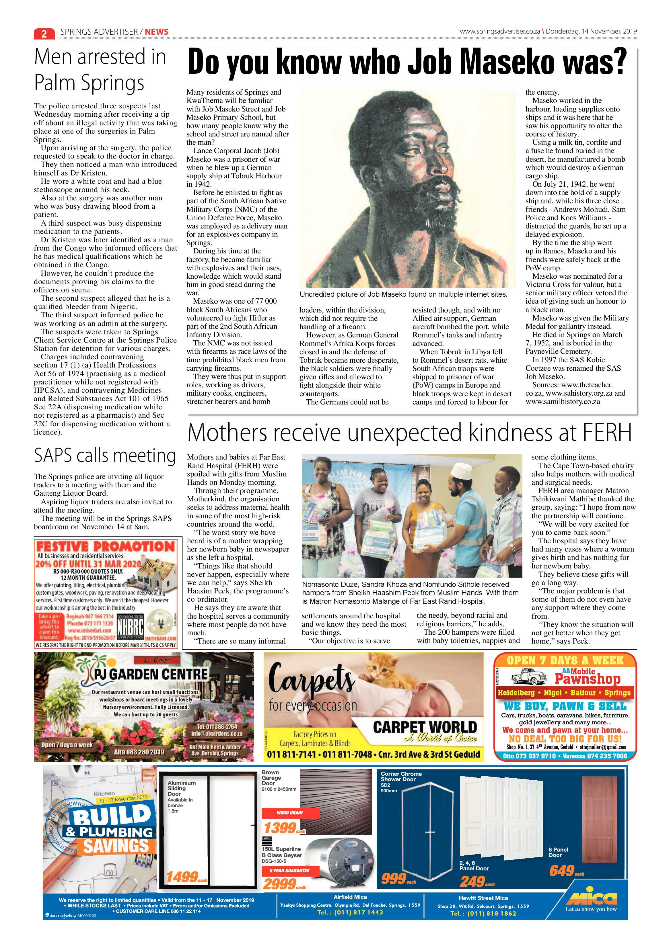 Springs Advertiser 14 November 2019 page 2