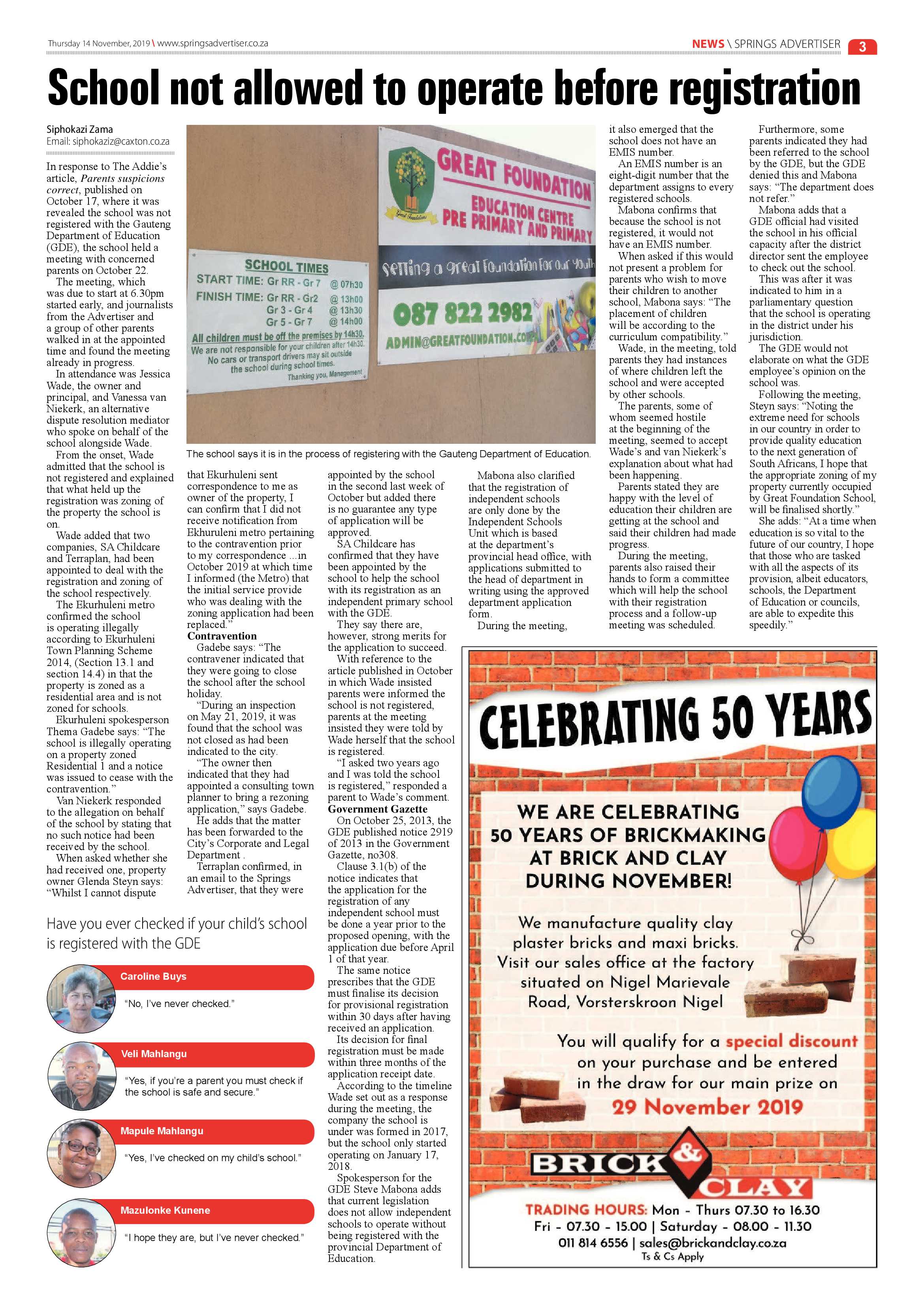 Springs Advertiser 14 November 2019 page 3