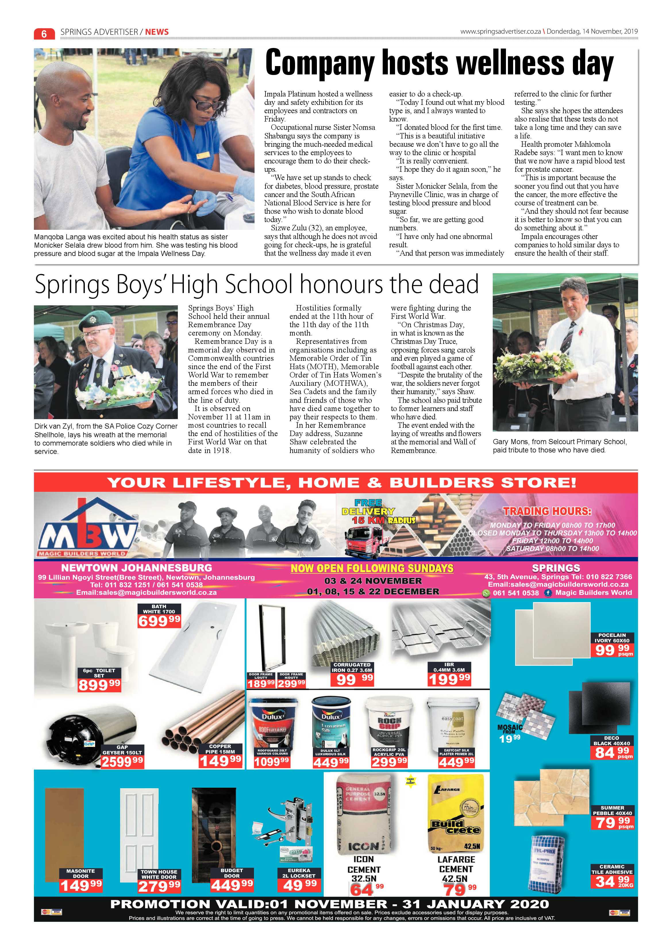Springs Advertiser 14 November 2019 page 6