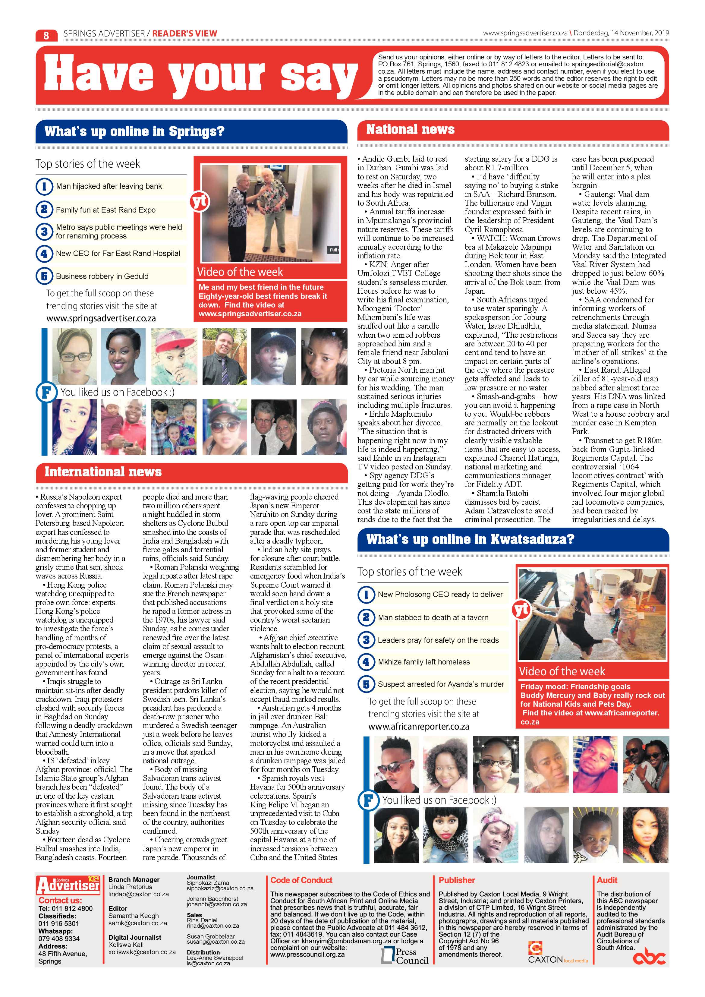Springs Advertiser 14 November 2019 page 8