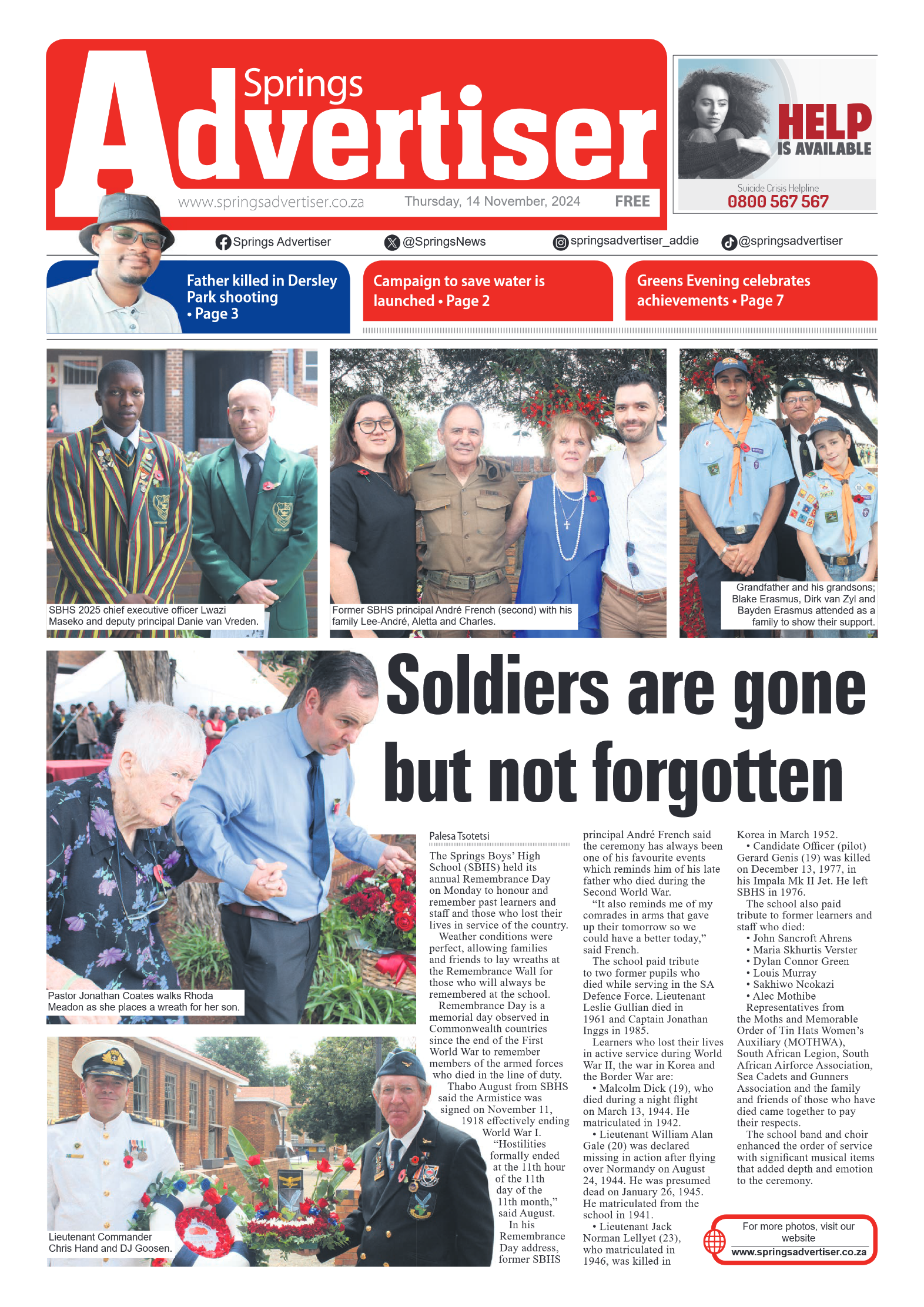 Springs Advertiser 14 November 2024 page 1
