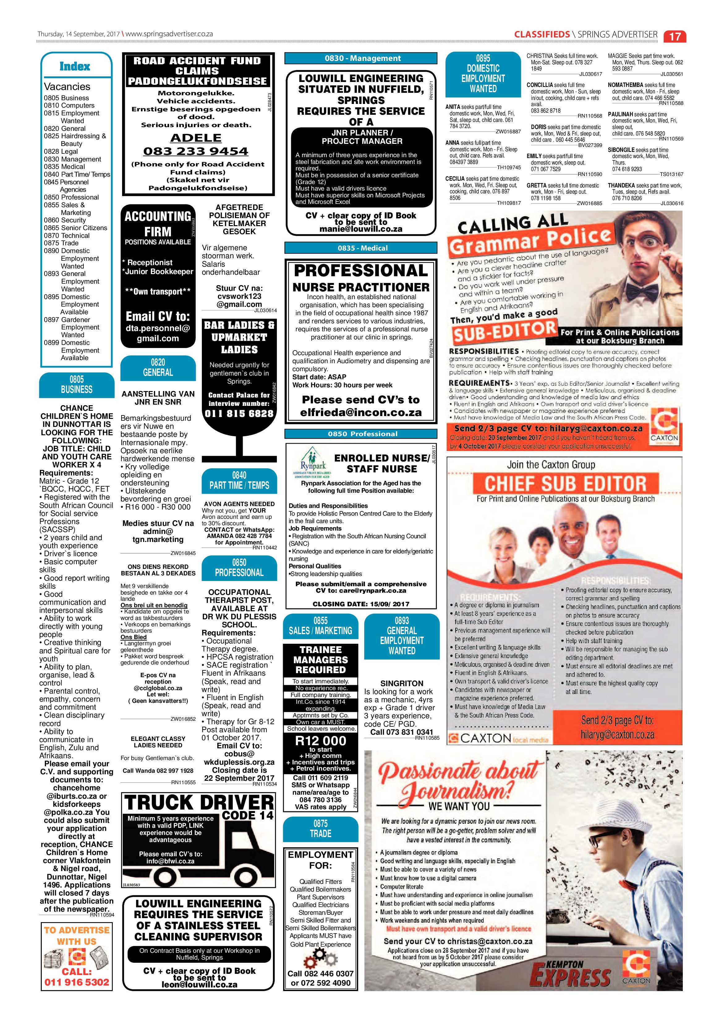 Springs Advertiser 14 September 2017 page 17