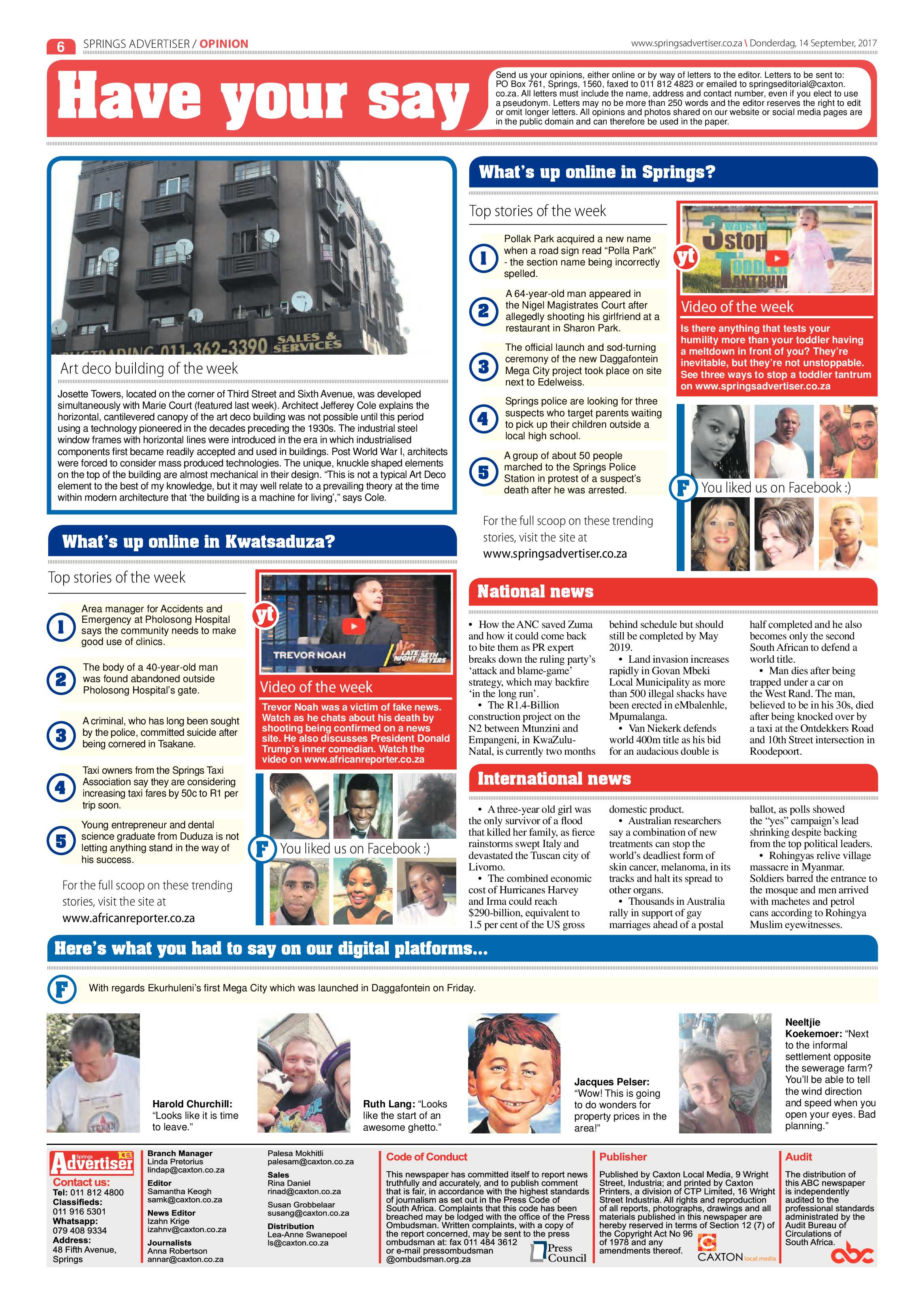 Springs Advertiser 14 September 2017 page 6